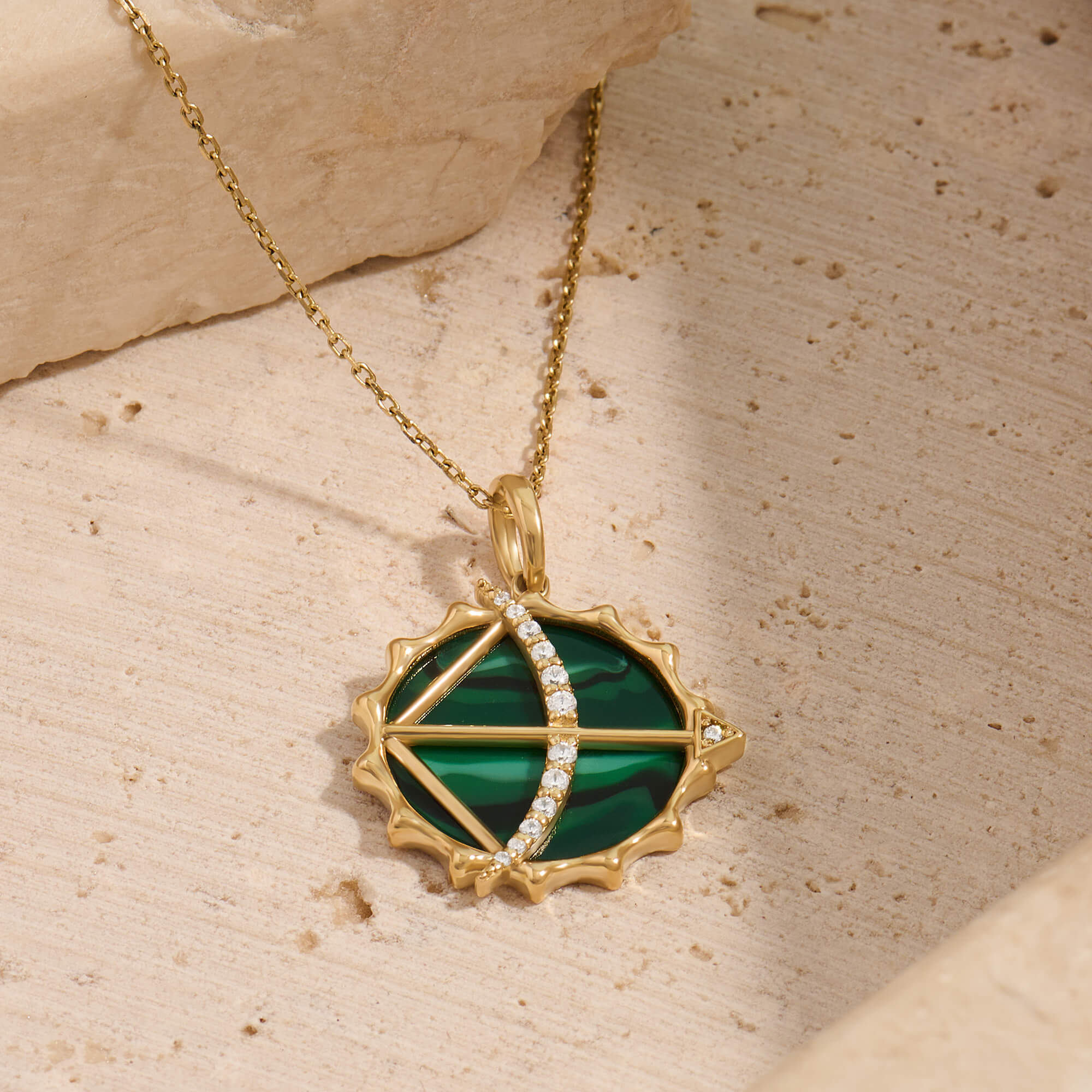 Real Gold Green Archer Charm Necklace