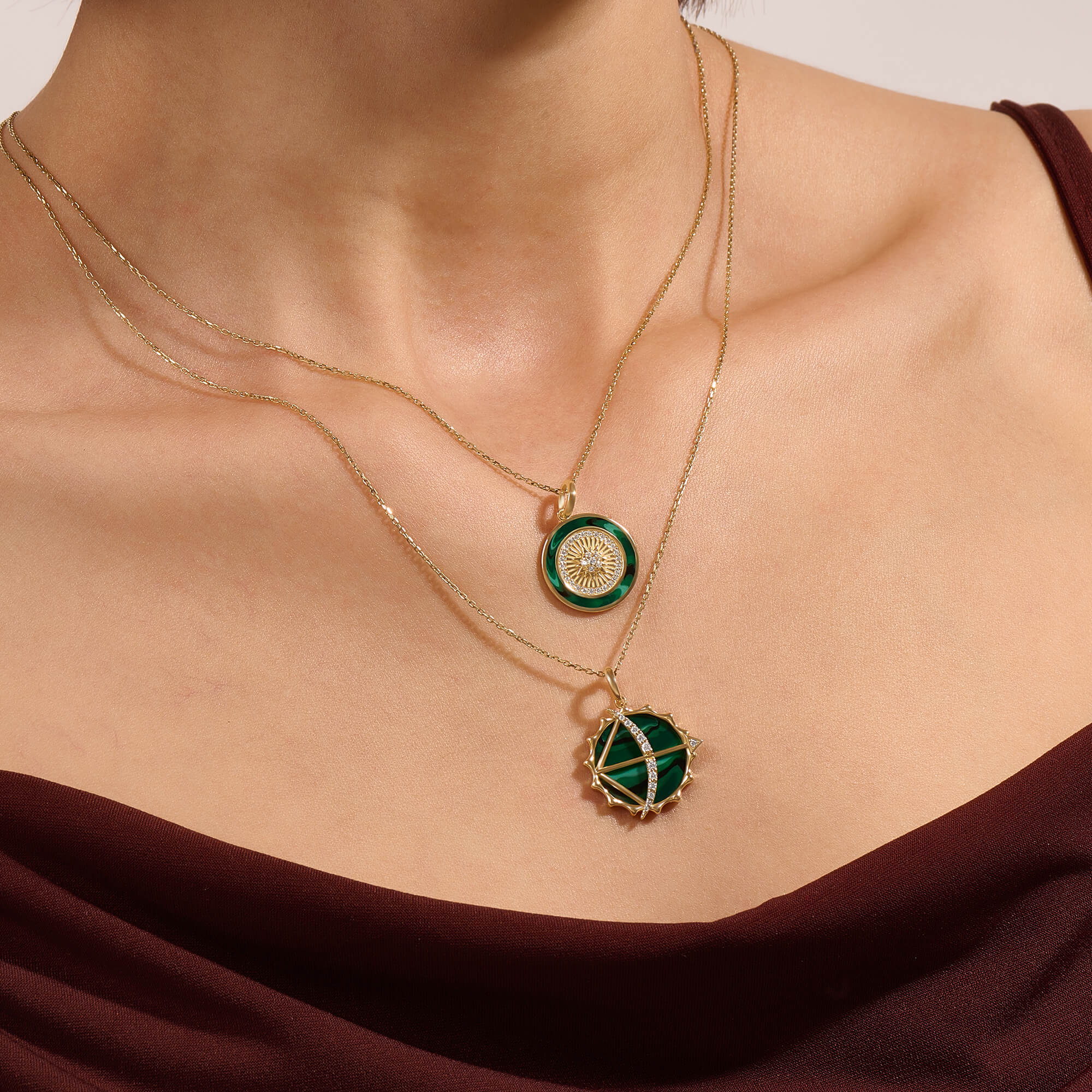 Solid 14K Real Gold Sun Necklace