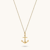 Women's 14k Solid Gold Anchor Necklace