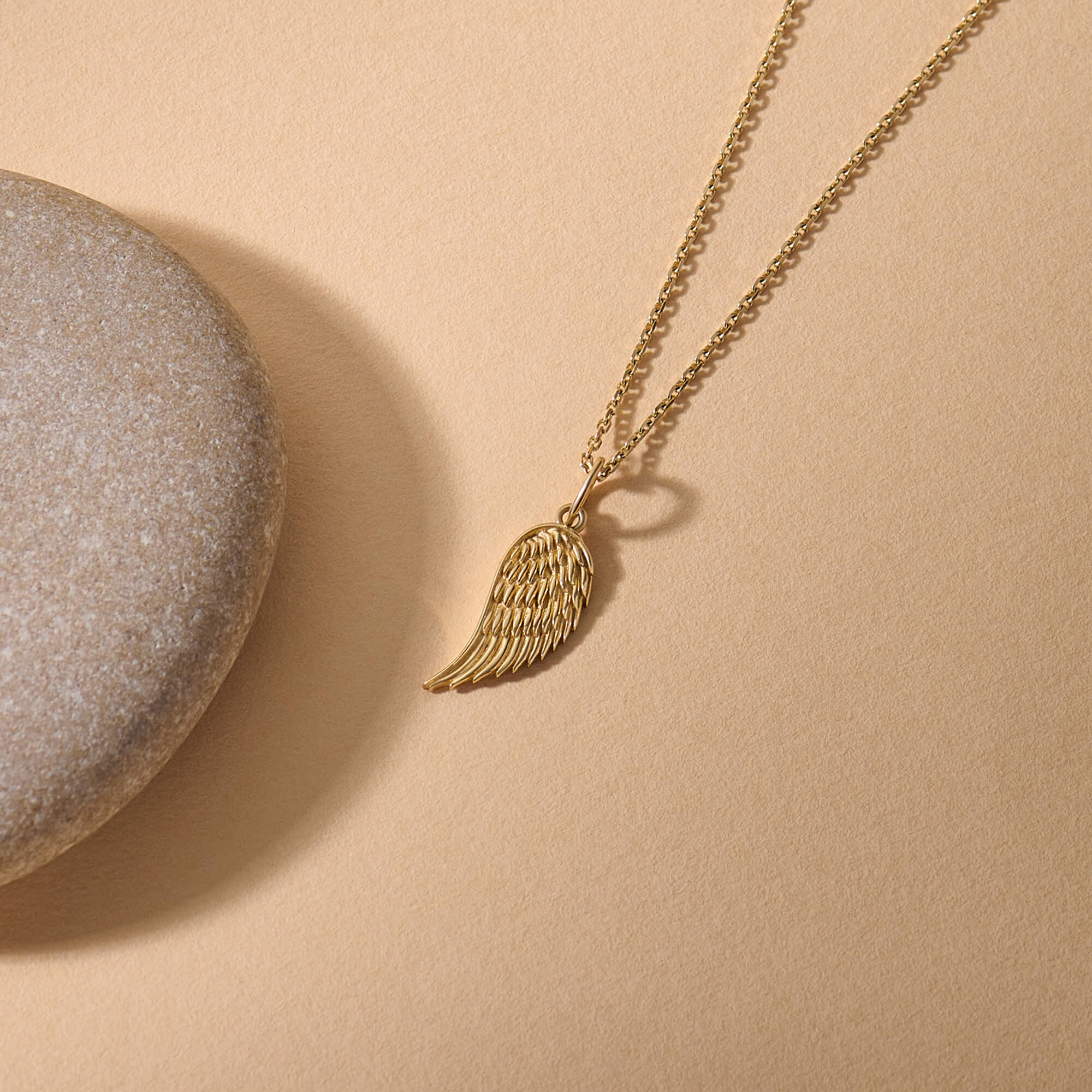 Angel Wing Necklace in 14K Real Yellow Gold