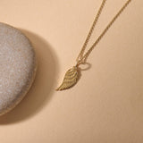 Angel Wing Necklace in 14K Real Yellow Gold
