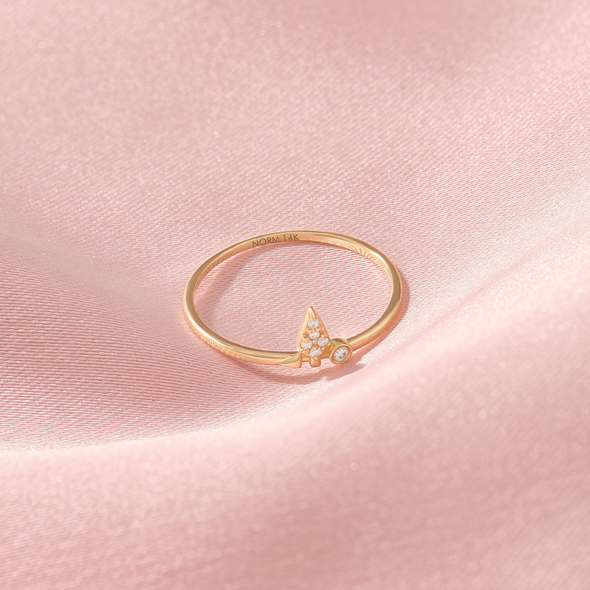 Arrowhead Design Stacking Ring in Solid Yellow Gold