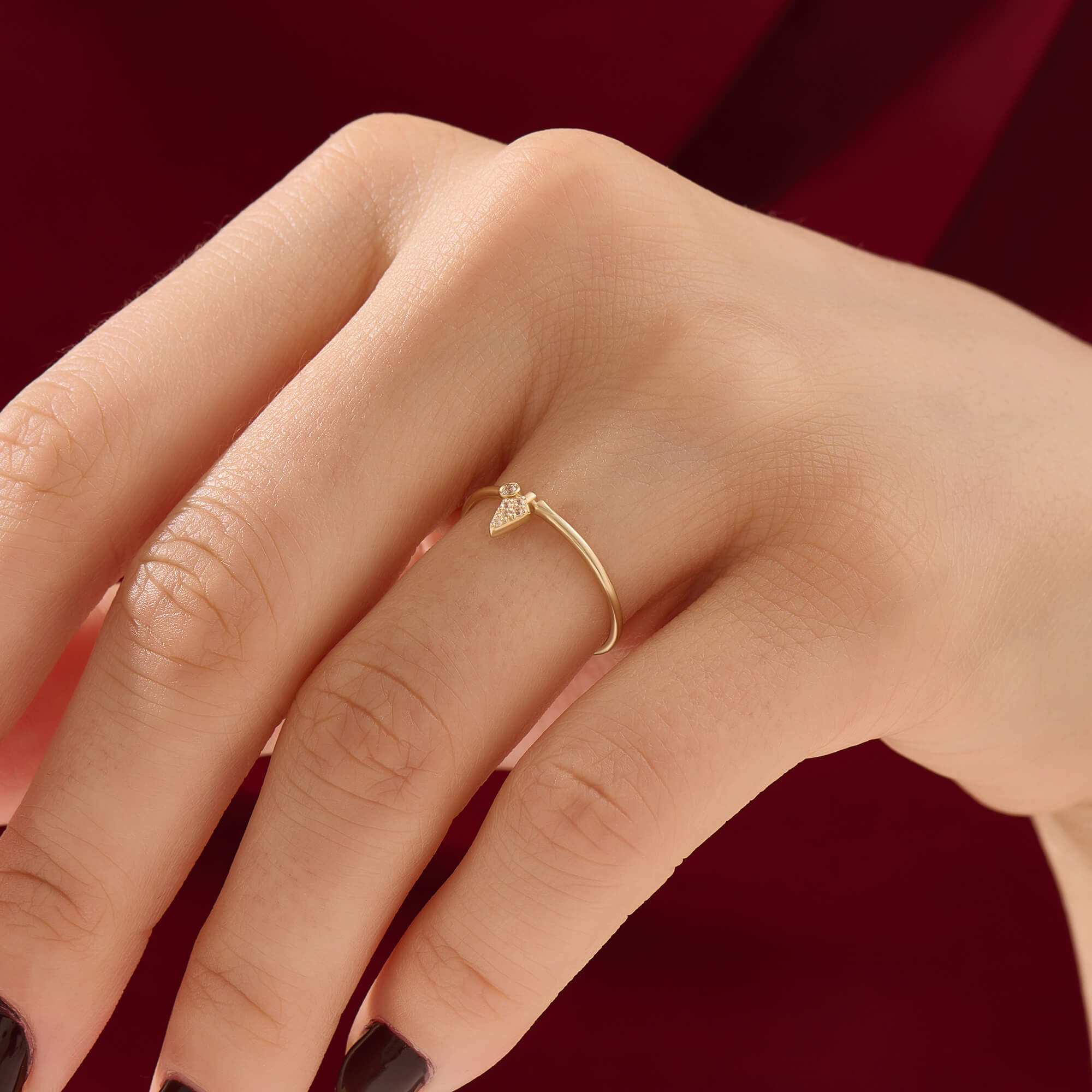 Women's Yellow Gold Arrowhead Stacking Ring