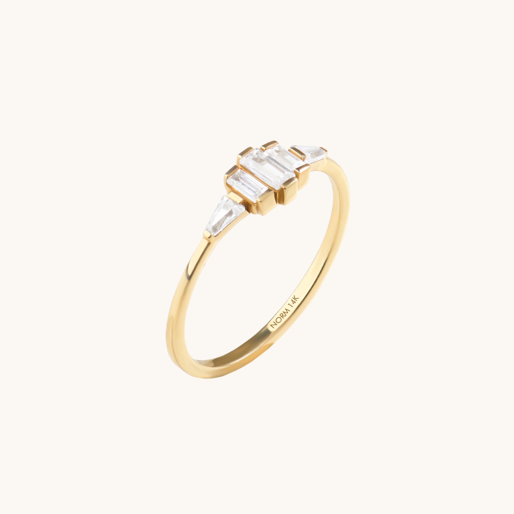 14k Solid Gold Art-Deco Inspired Baguette Ring