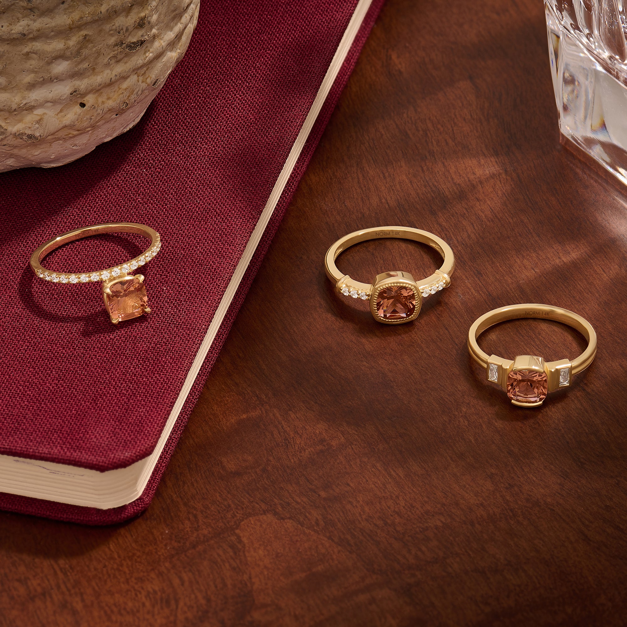Real 14K Gold Lab-Grown Padparadscha Ring