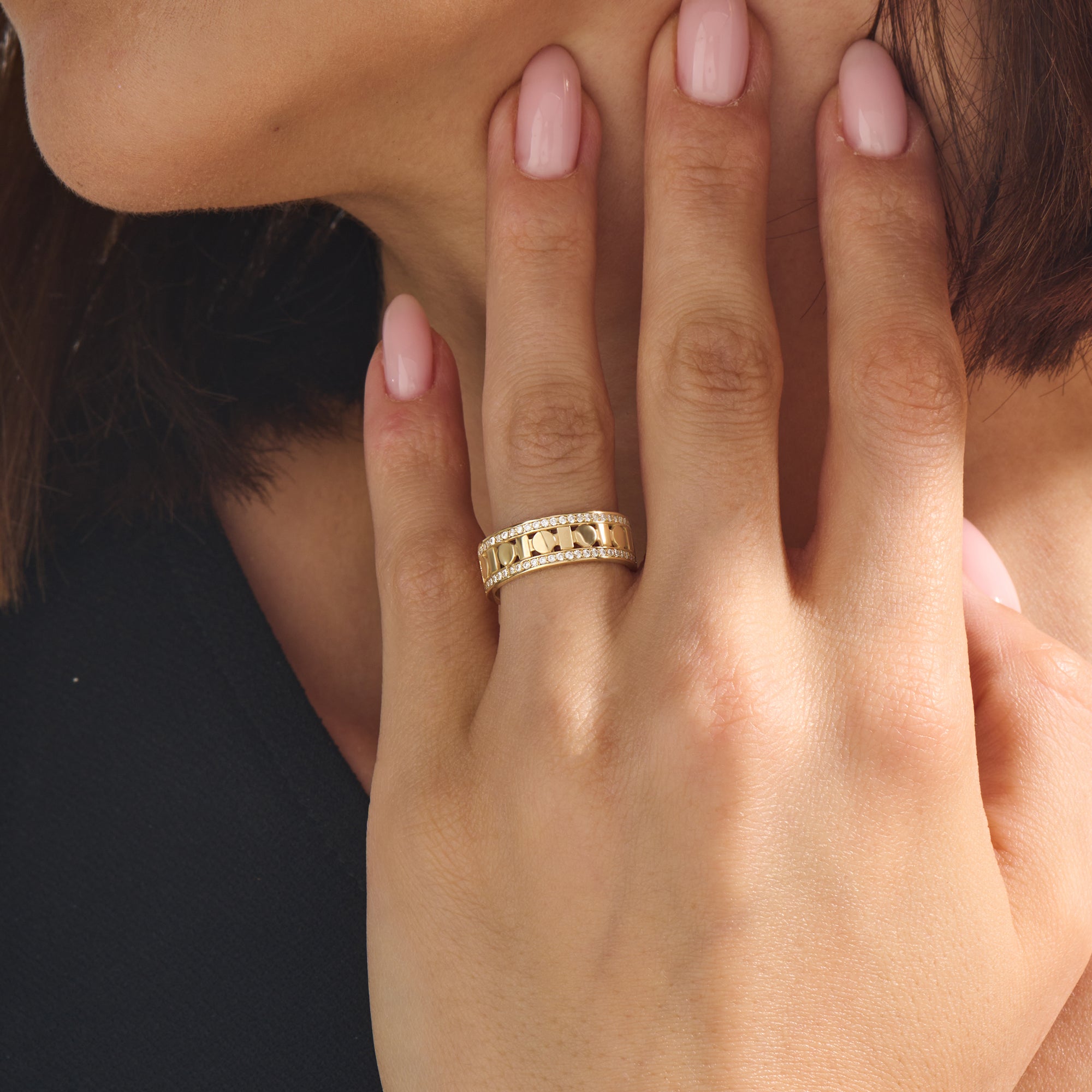 14K Solid Gold Art Deco Geometric Wedding Band
