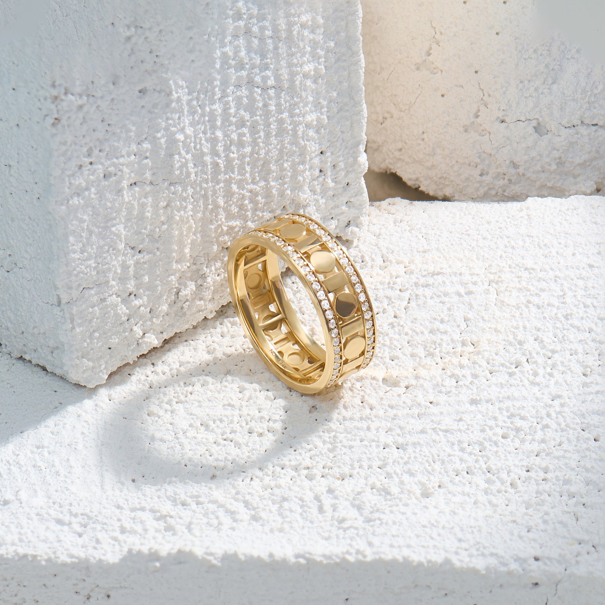 Art Deco Geometric Wedding Band in 14K Real Gold