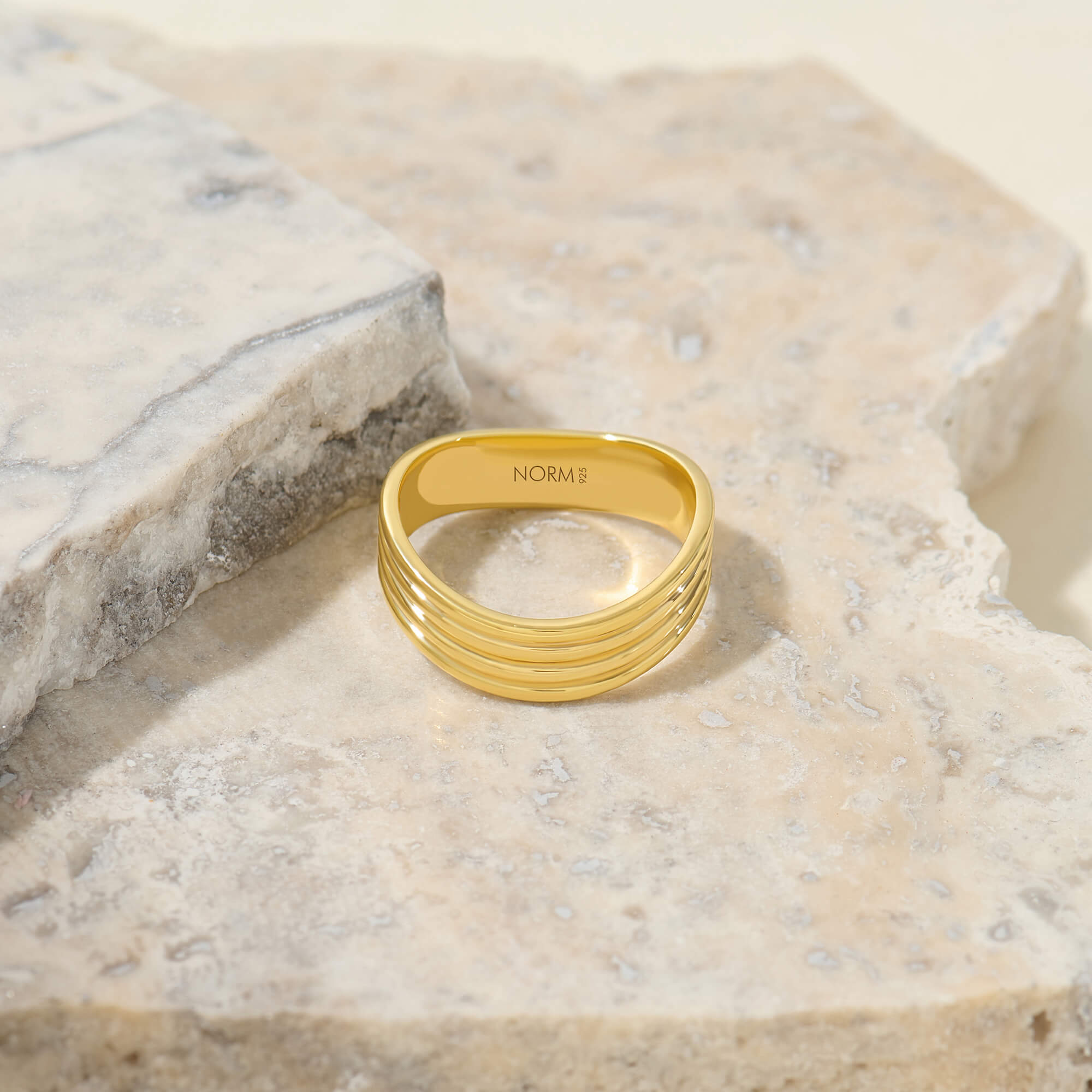 Wavy Design Band Ring in Gold Vermeil on 925 Sterling Silver