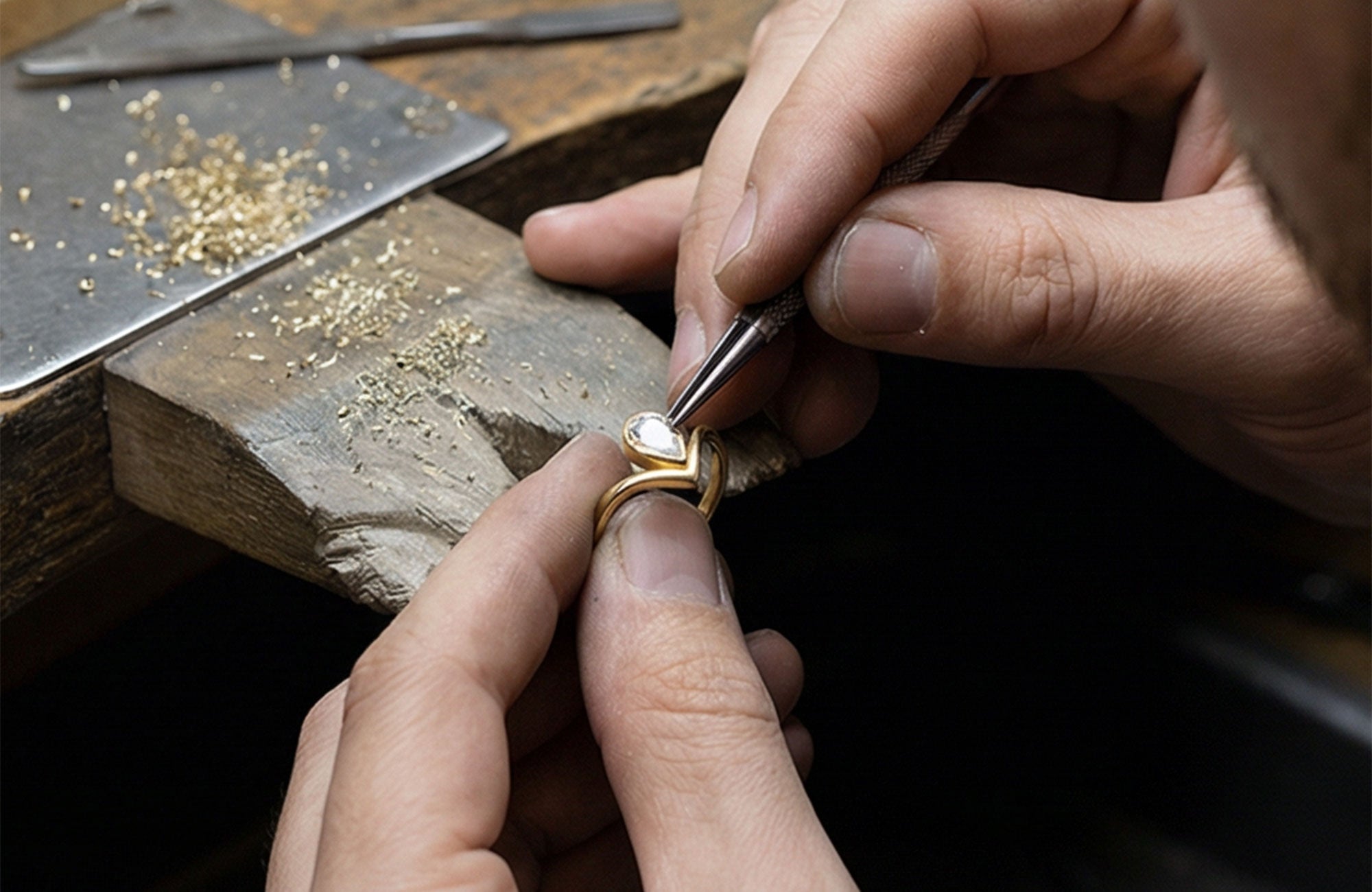 Norm Craftsman Hand-Setting Custom Ring Diamond