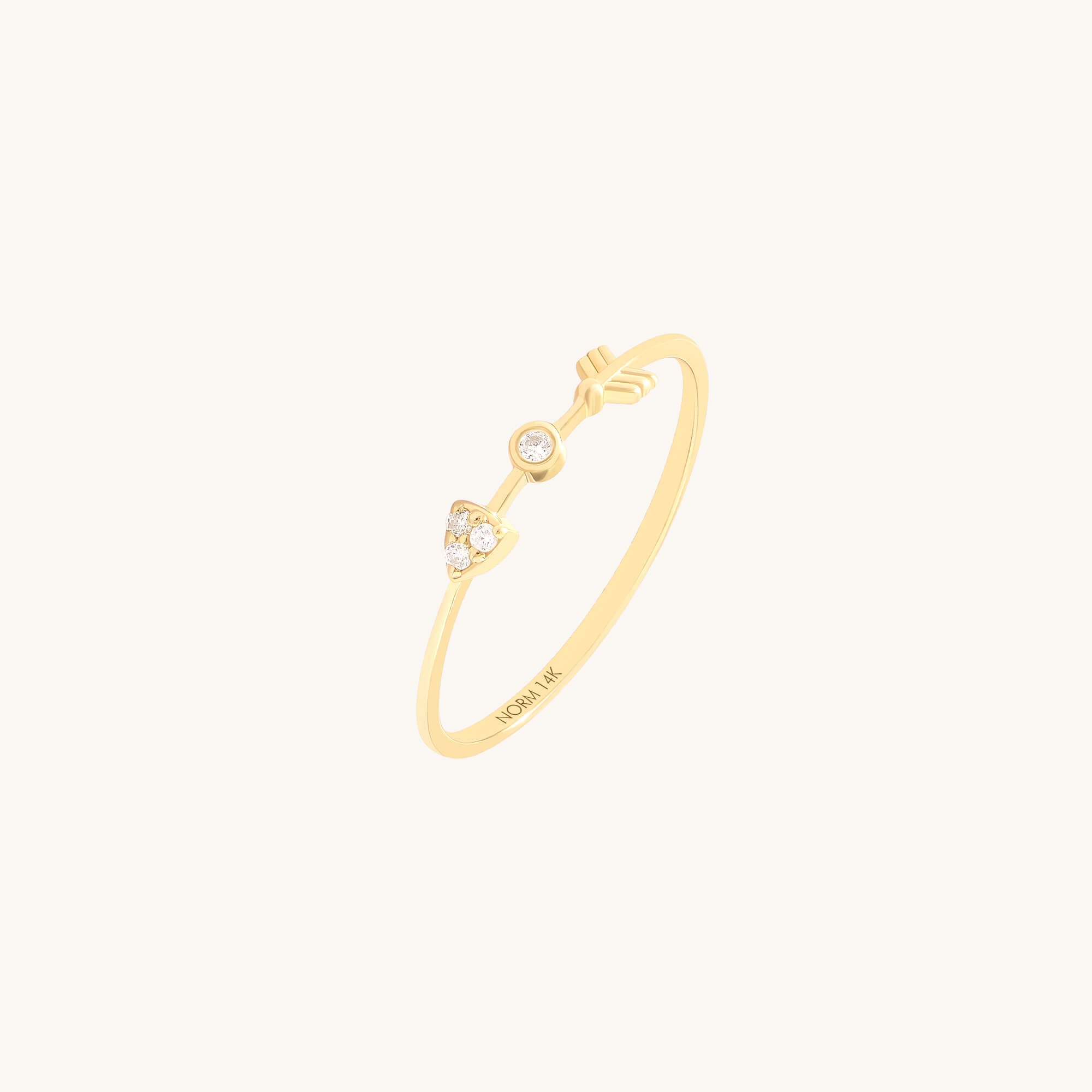 Solid Gold Bezel Arrow Ring