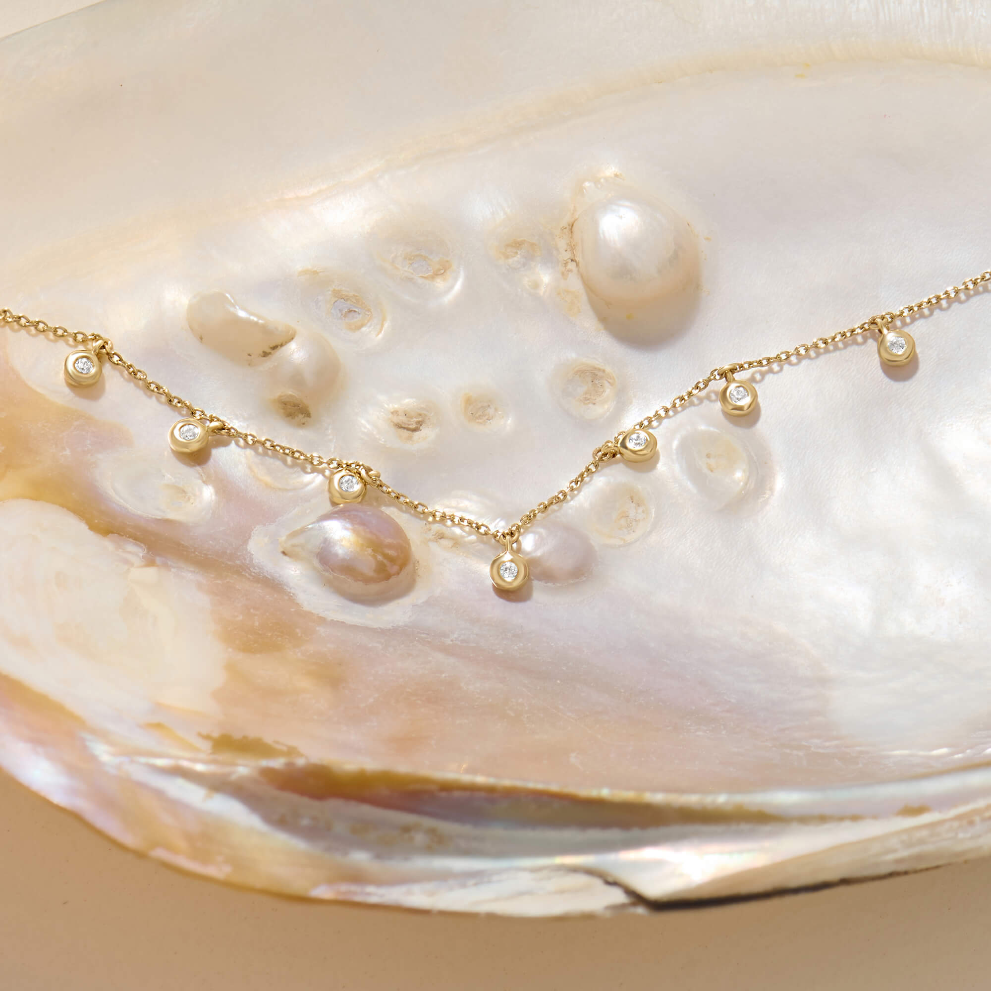 14K Solid Yellow Gold CZ Bezel Dangle Bracelet