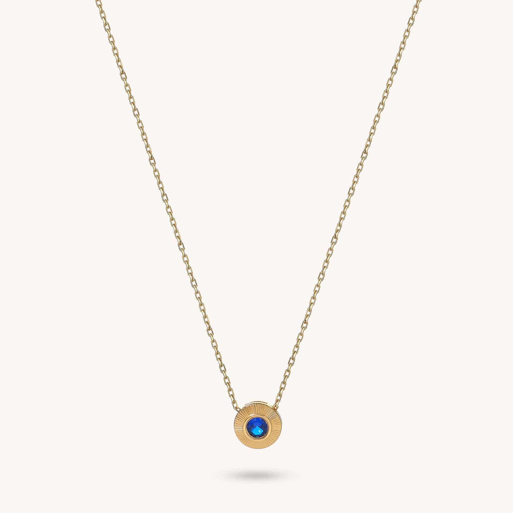 Bezel Sapphire Necklace in 14K Solid Gold