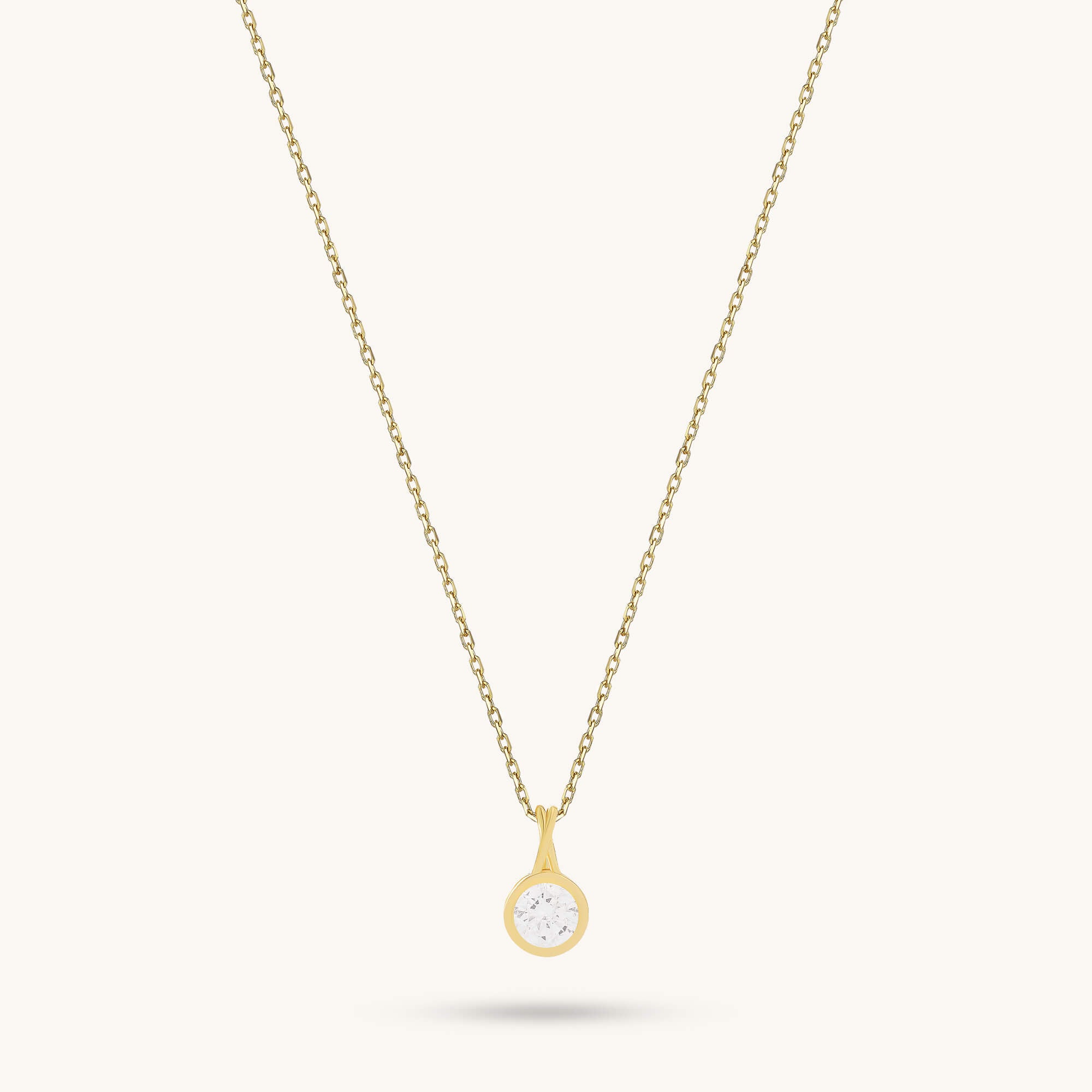 24K Gold Vermeil Bezel Solitaire Necklace