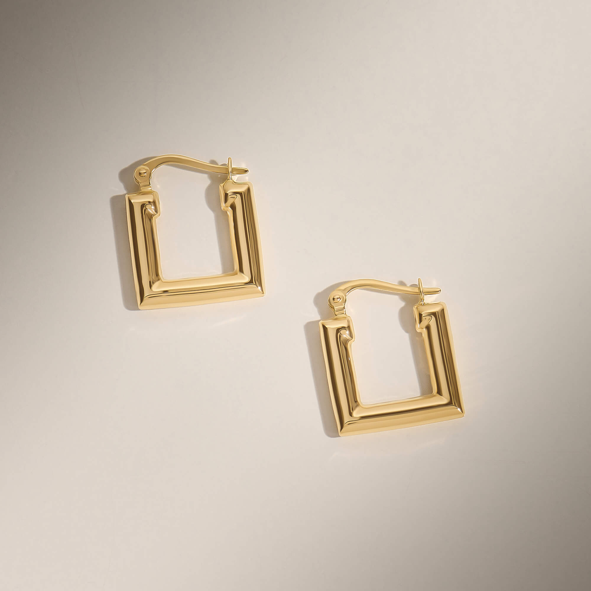 Square Block Earrings in 14K Solid Gold