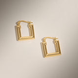 Square Block Earrings in 14K Solid Gold
