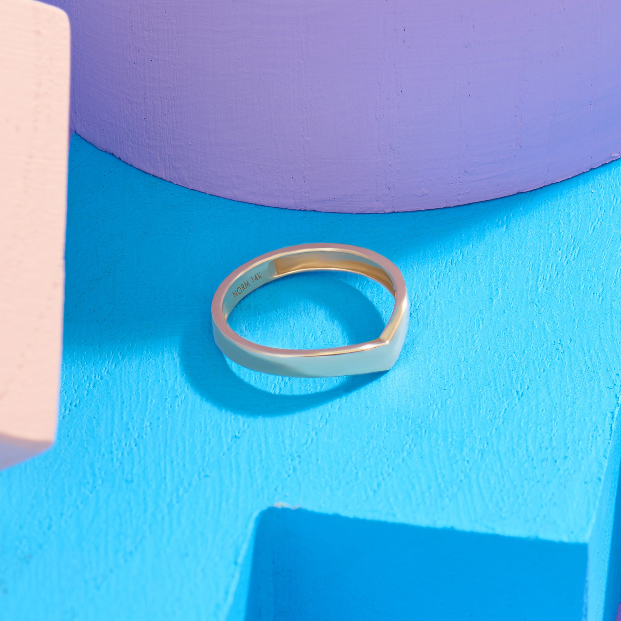 14K Solid Yellow Gold Thick Wishbone Curve Ring