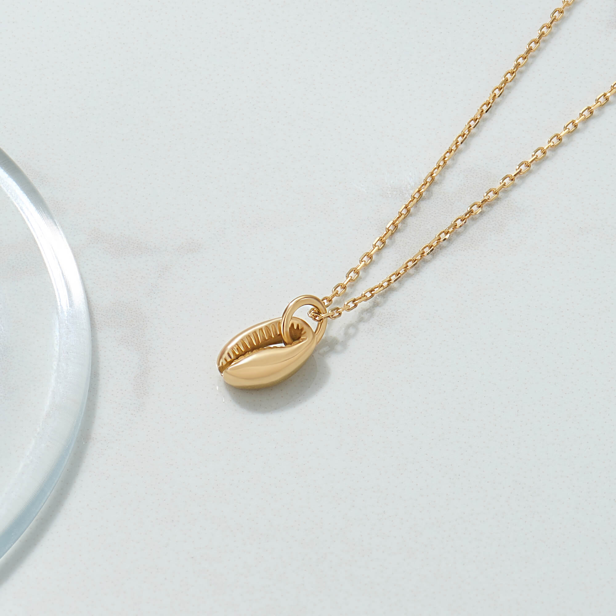 Cowrie Design Necklace in 14K Real Yellow Gold
