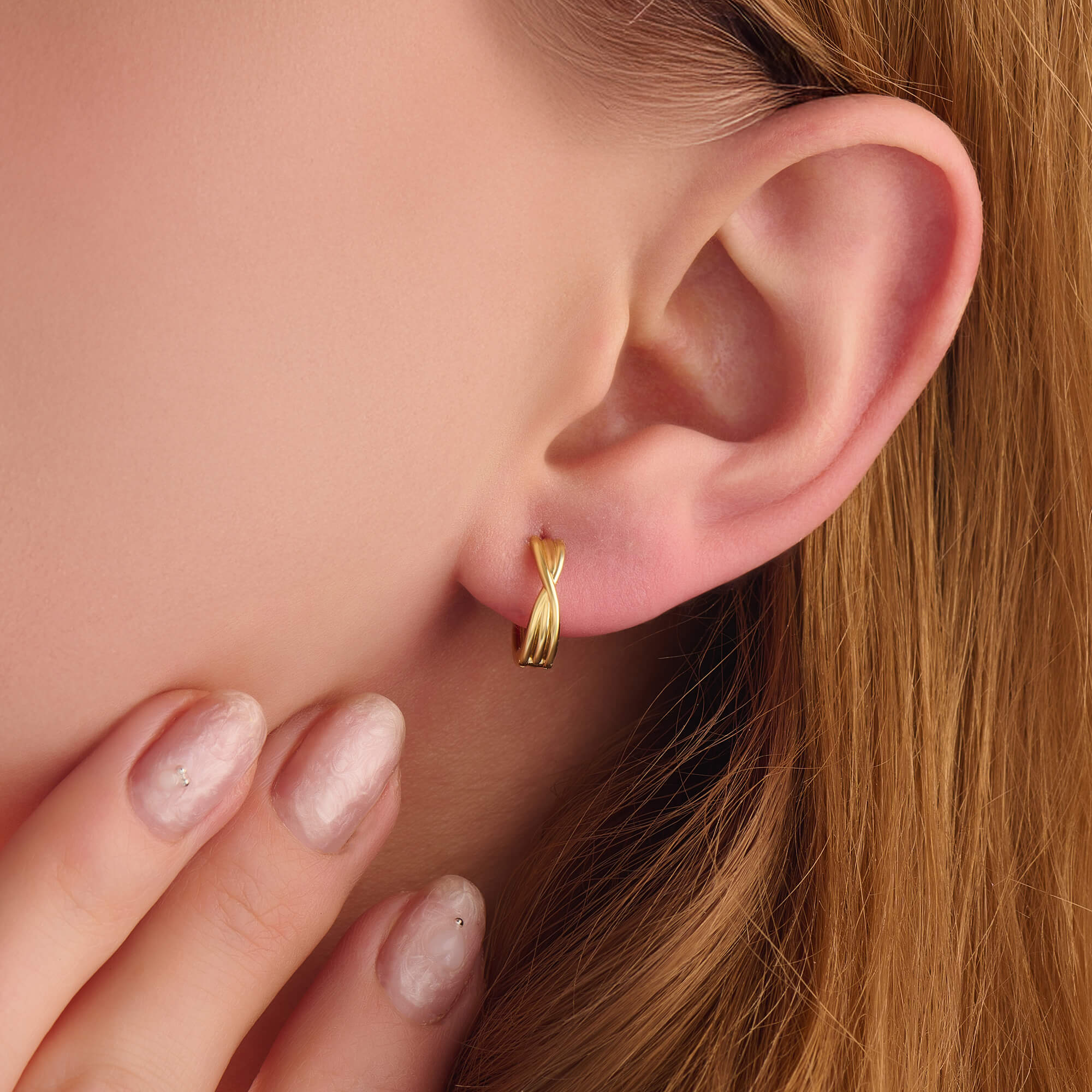 Women's Criss Cross Hoop Earrings in 24K Gold Plated Vermeil on Solid Silver