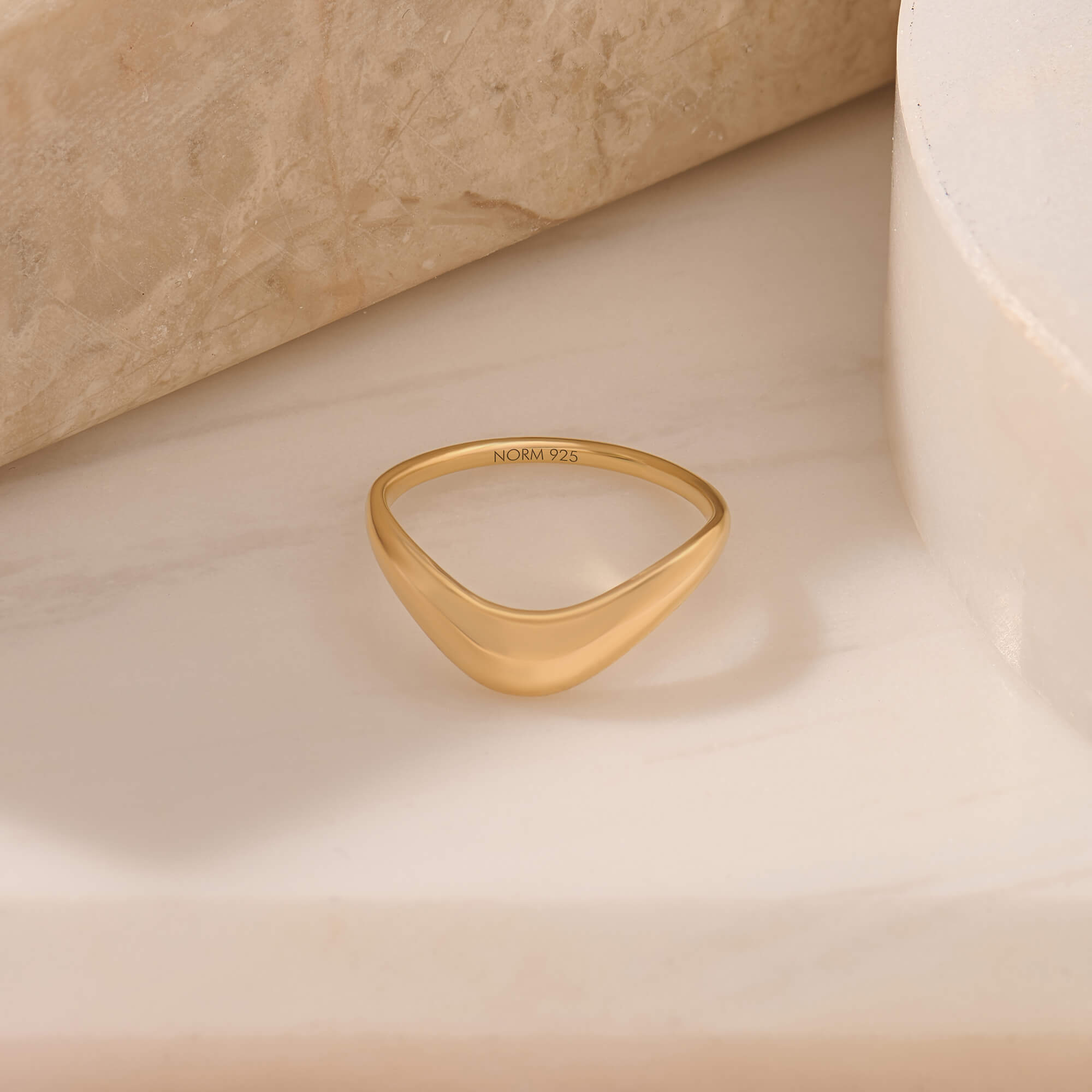 Curve Design 24K Gold Vermeil Band Ring