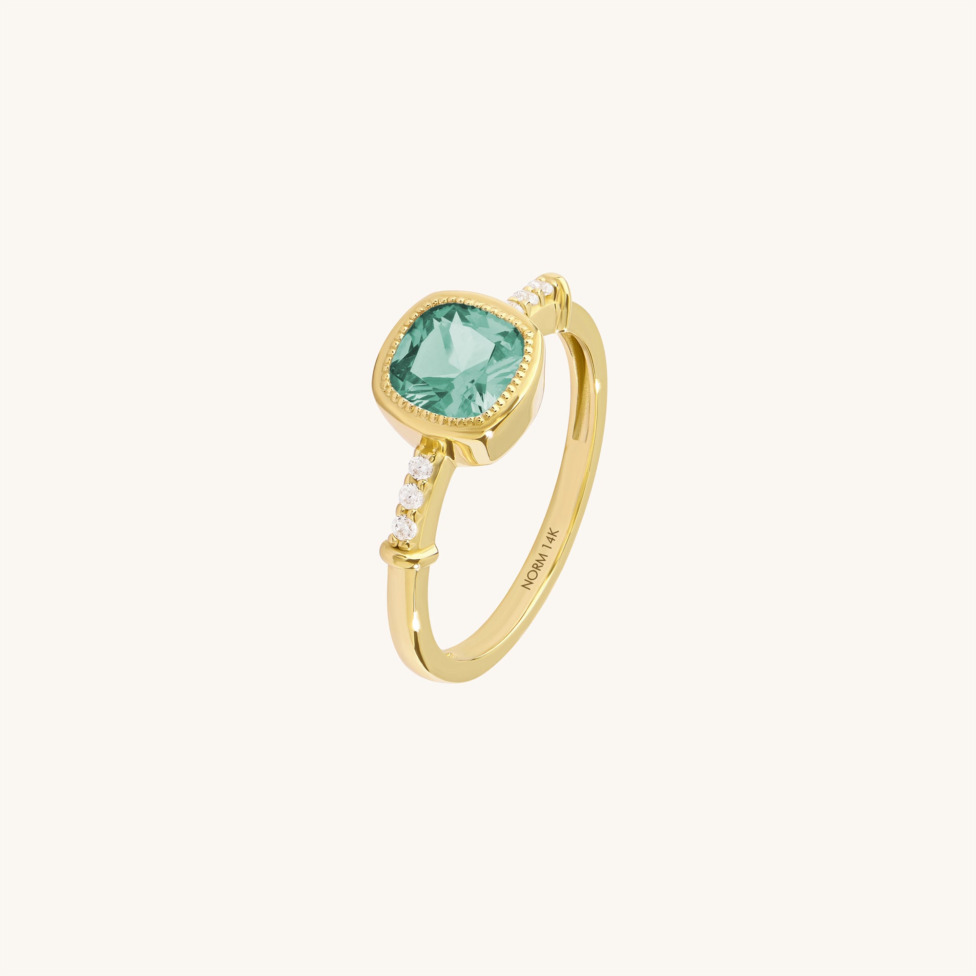 Women's 14K Solid Gold Cushion Mint Sapphire Solitaire Ring