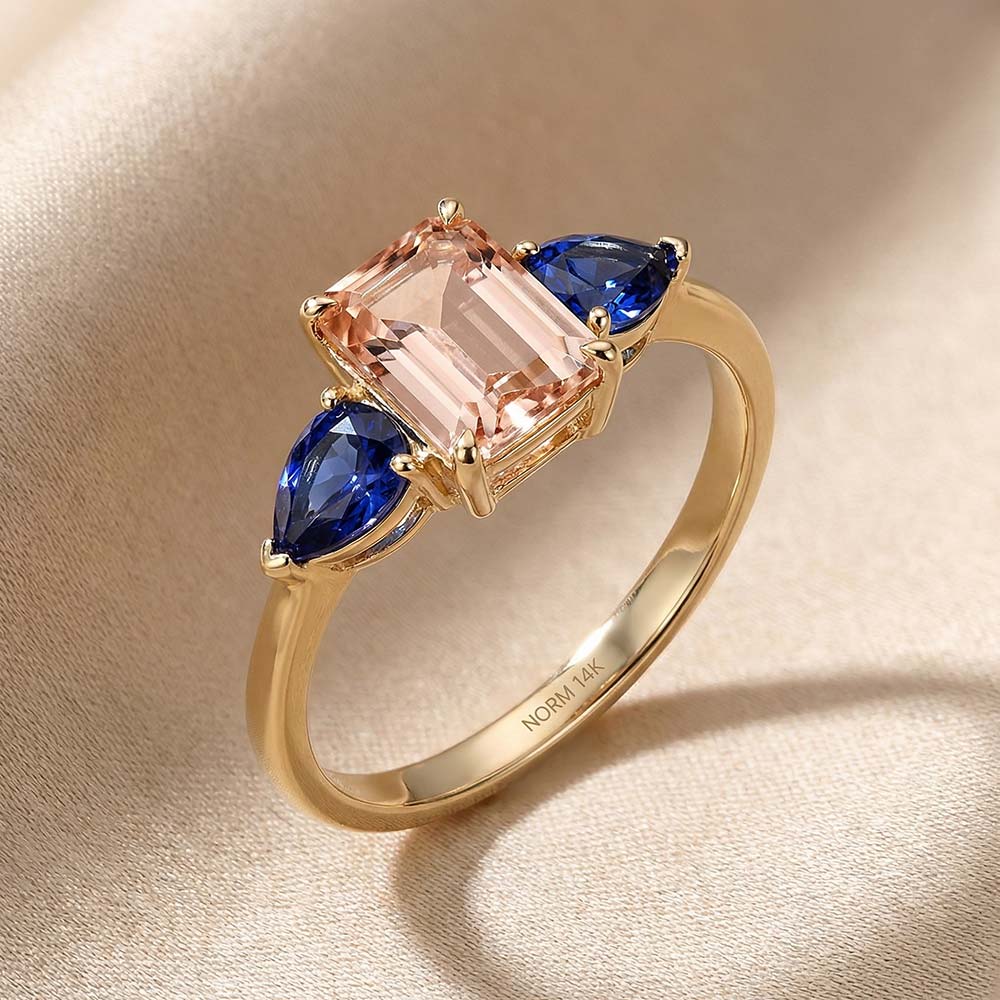 Custom-Made Solid Gold Norm Ring with Diamond and Sapphire