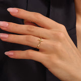 14k Solid Gold Cross Stacking Ring for Women