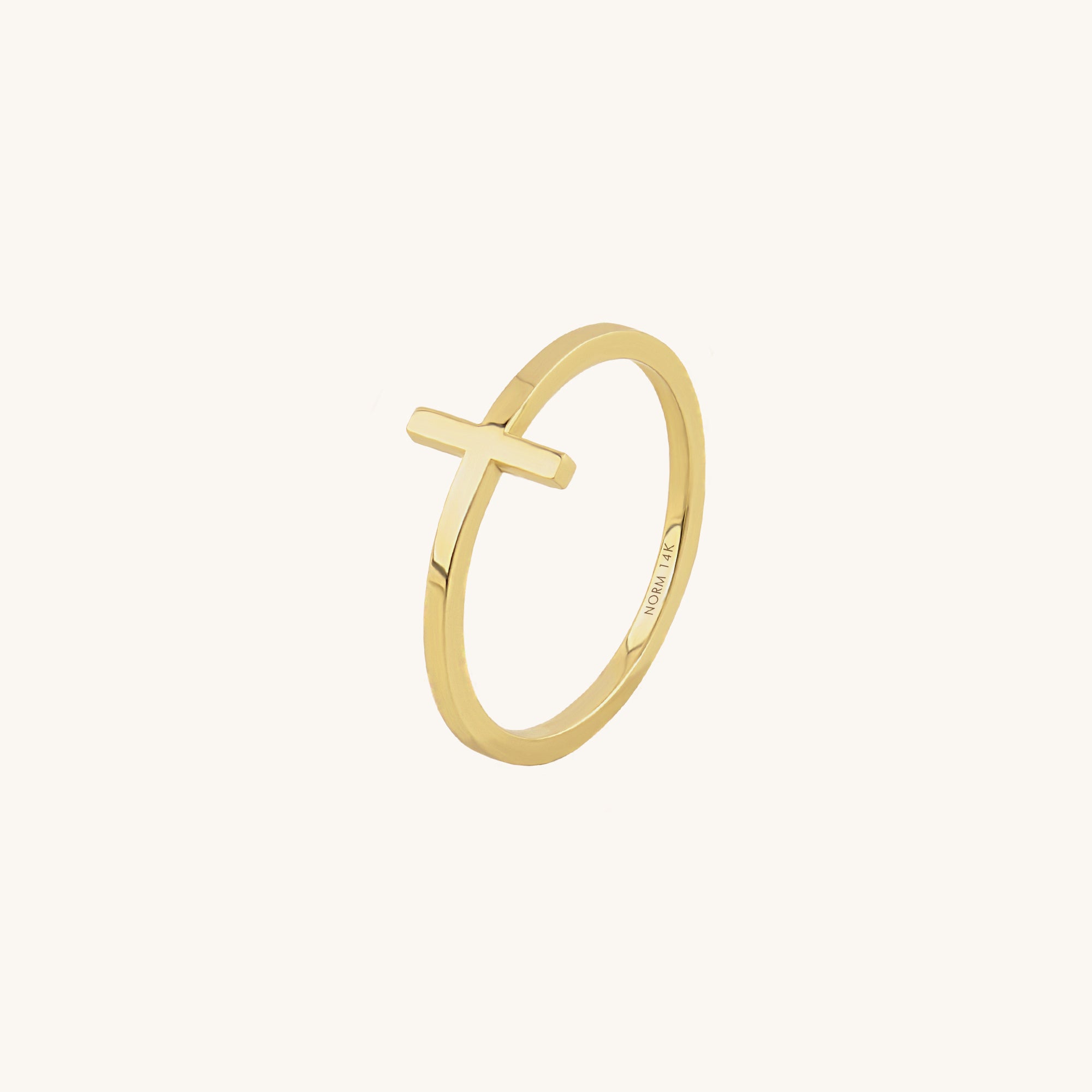 Women's 14k Yellow Gold Dainty Cross Stackable Ring