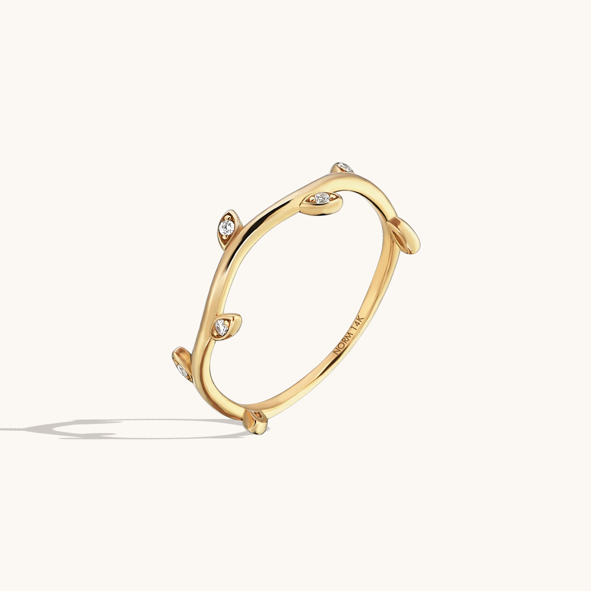 14k Gold Dainty Vine Stacking Ring for Women