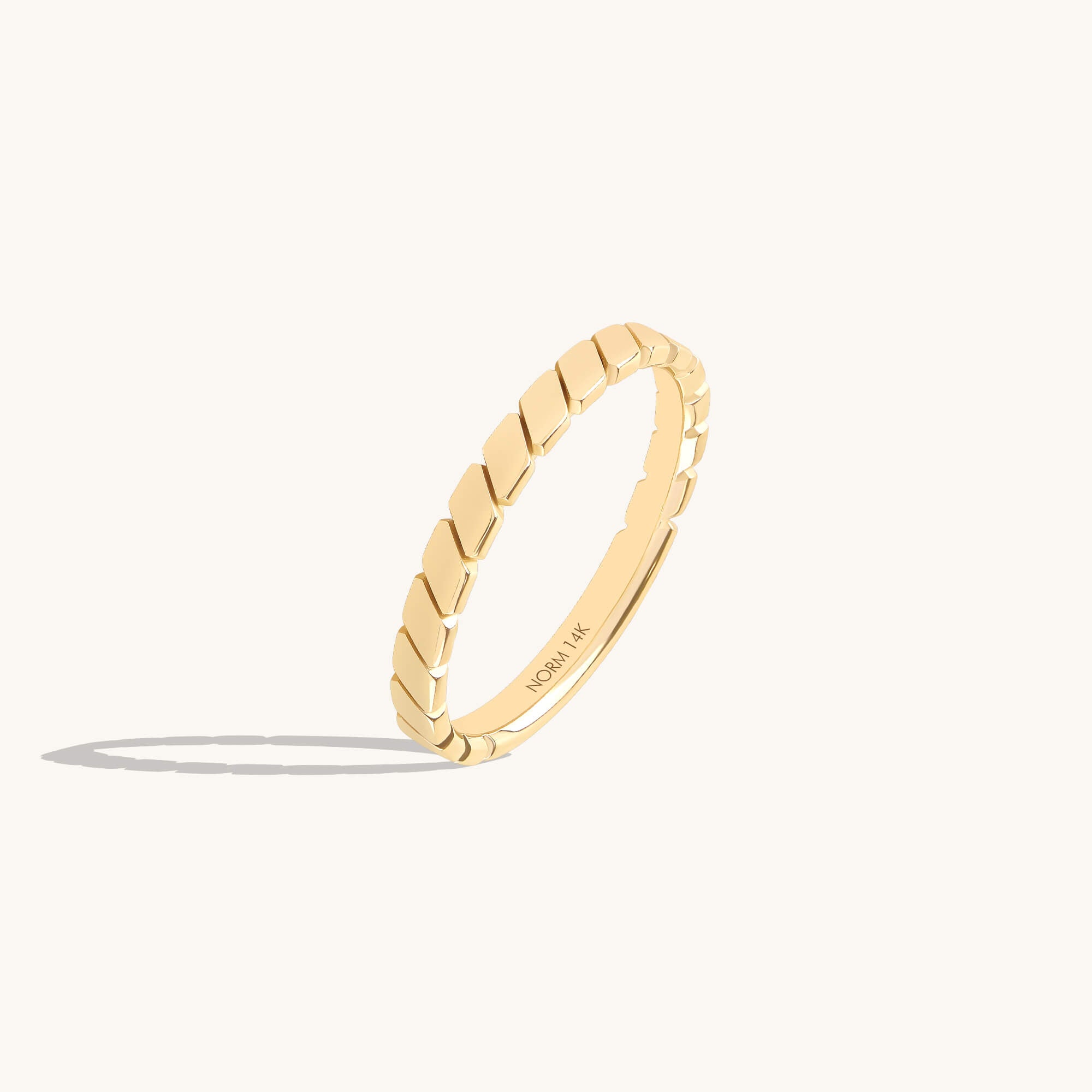 Diagonal Band Ring in 14K Solid Gold