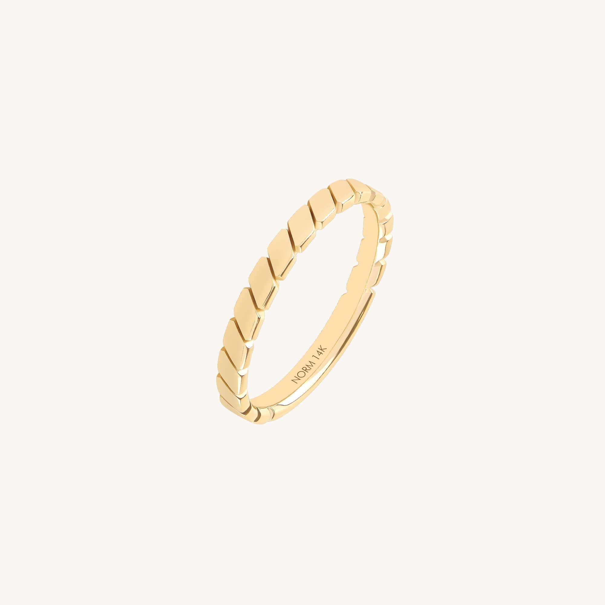 14K Solid Yellow Gold Diagonal Band Ring