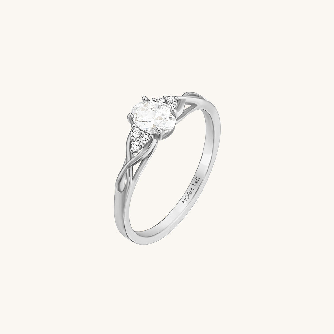 Diamond Infinity Engagement Ring in 14K Real White Gold