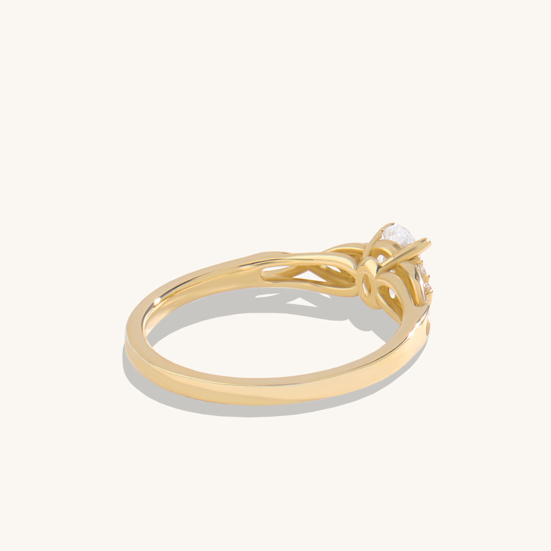 Norm Jewels - 14k Solid Yellow Gold 0.48ct Oval Diamond Infinity Engagement Ring