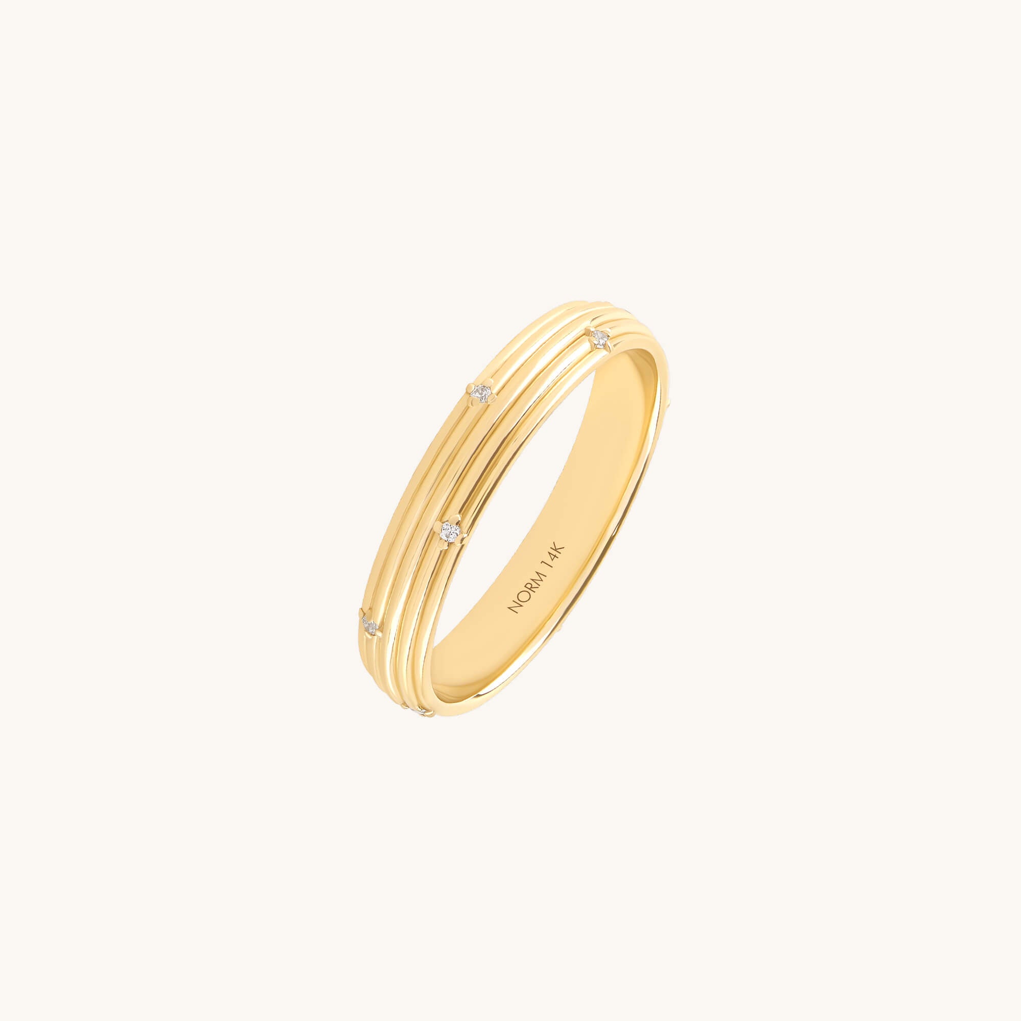 Diamond Linear Band Ring in Real Gold