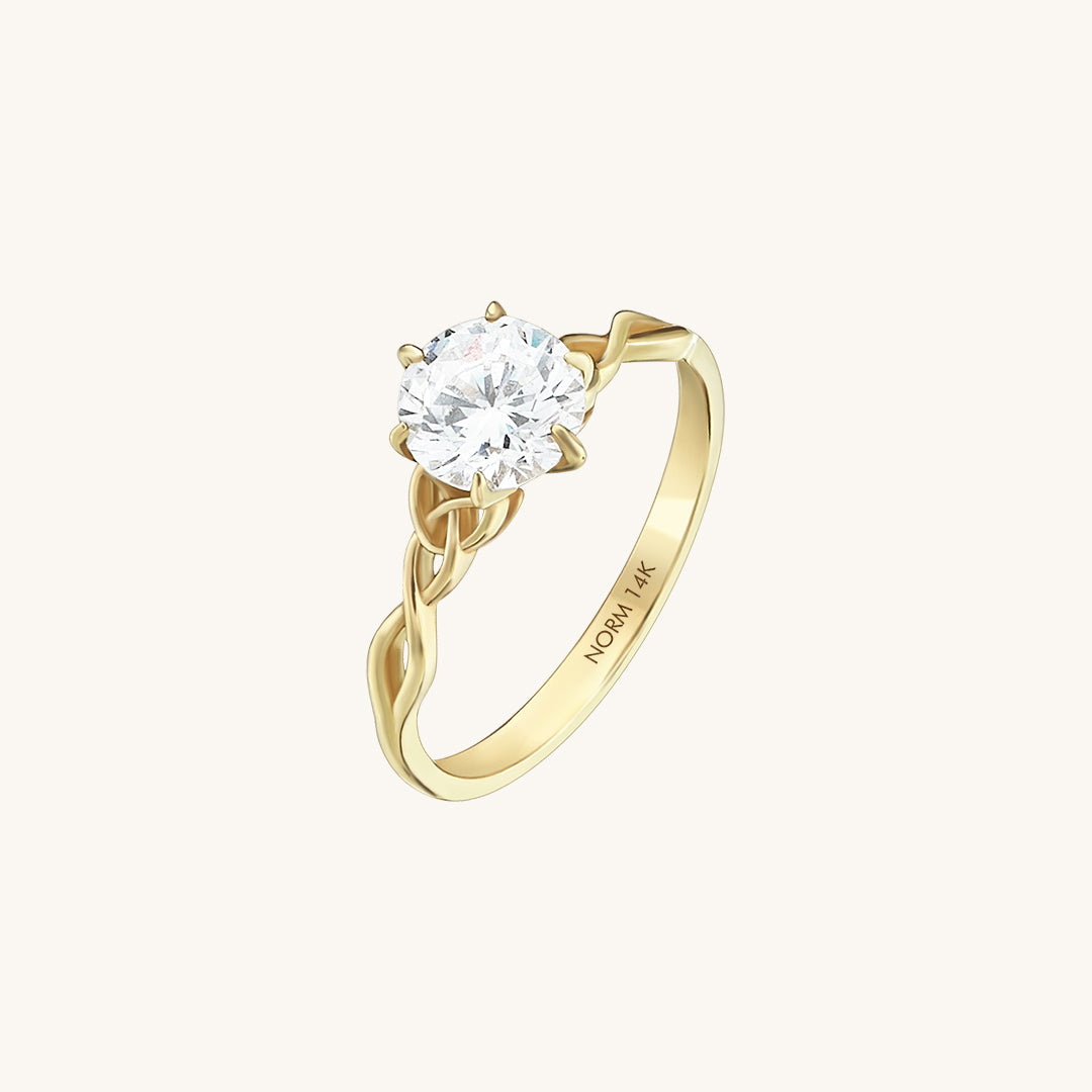 1.13 ct Brilliant Cut Diamond Celtic Engagement Ring in 14k Solid Gold