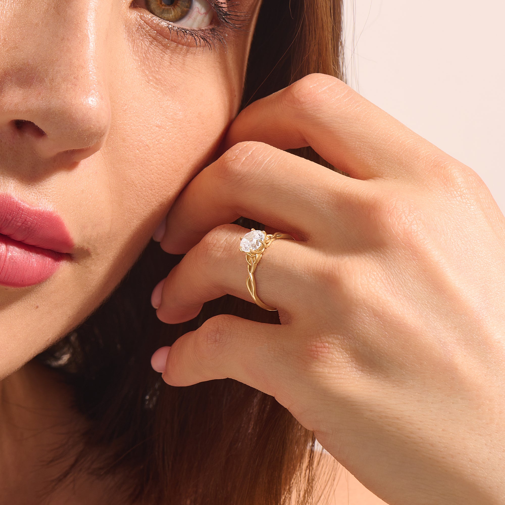 1.13 ct Brilliant Cut Diamond Celtic Engagement Ring in 14k Real Gold