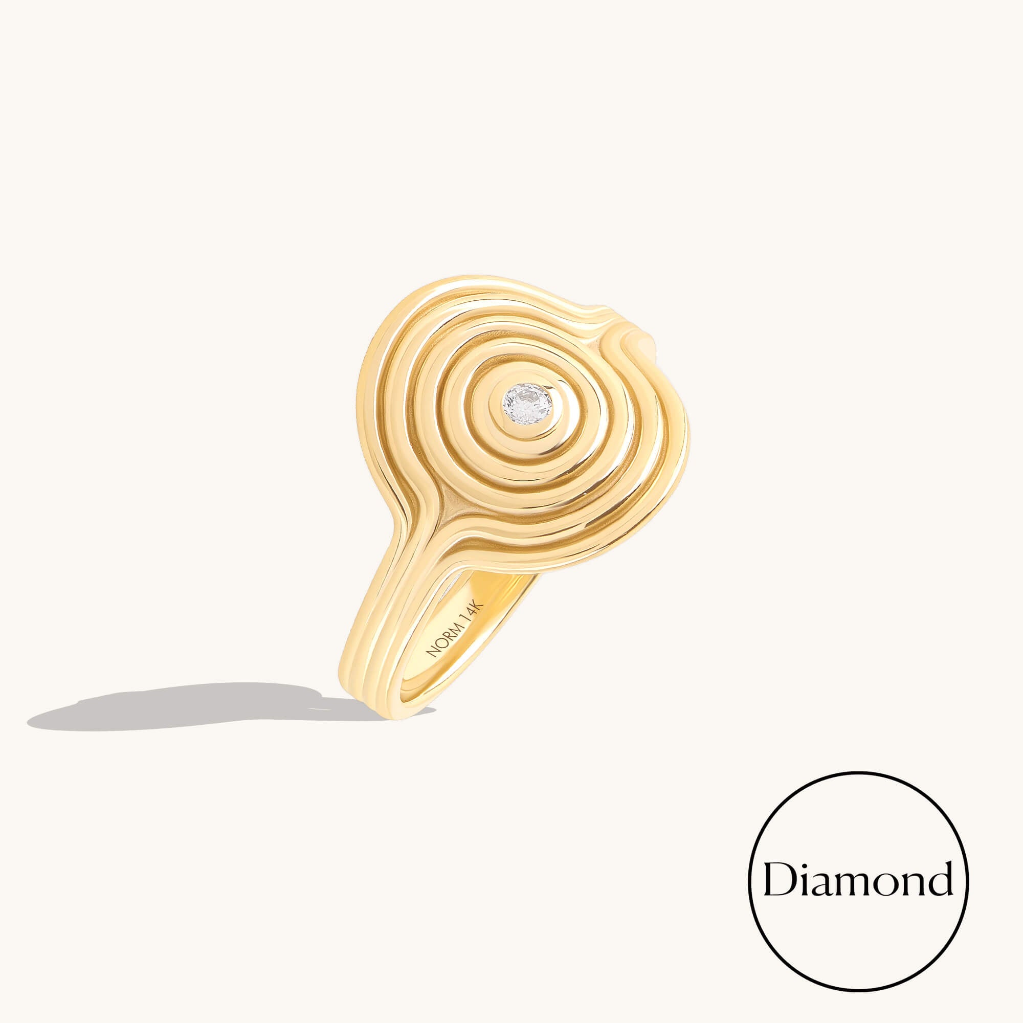 Diamond Swirl Signet Ring in Solid Gold