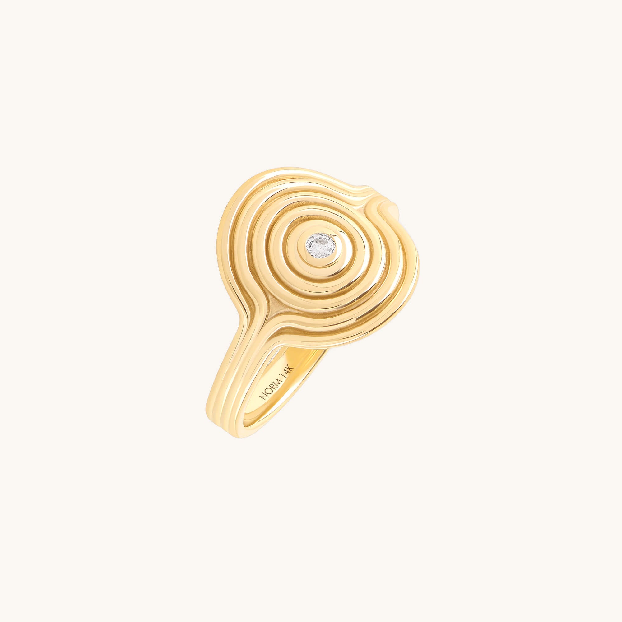 Diamond Swirl Signet Ring in Real Gold