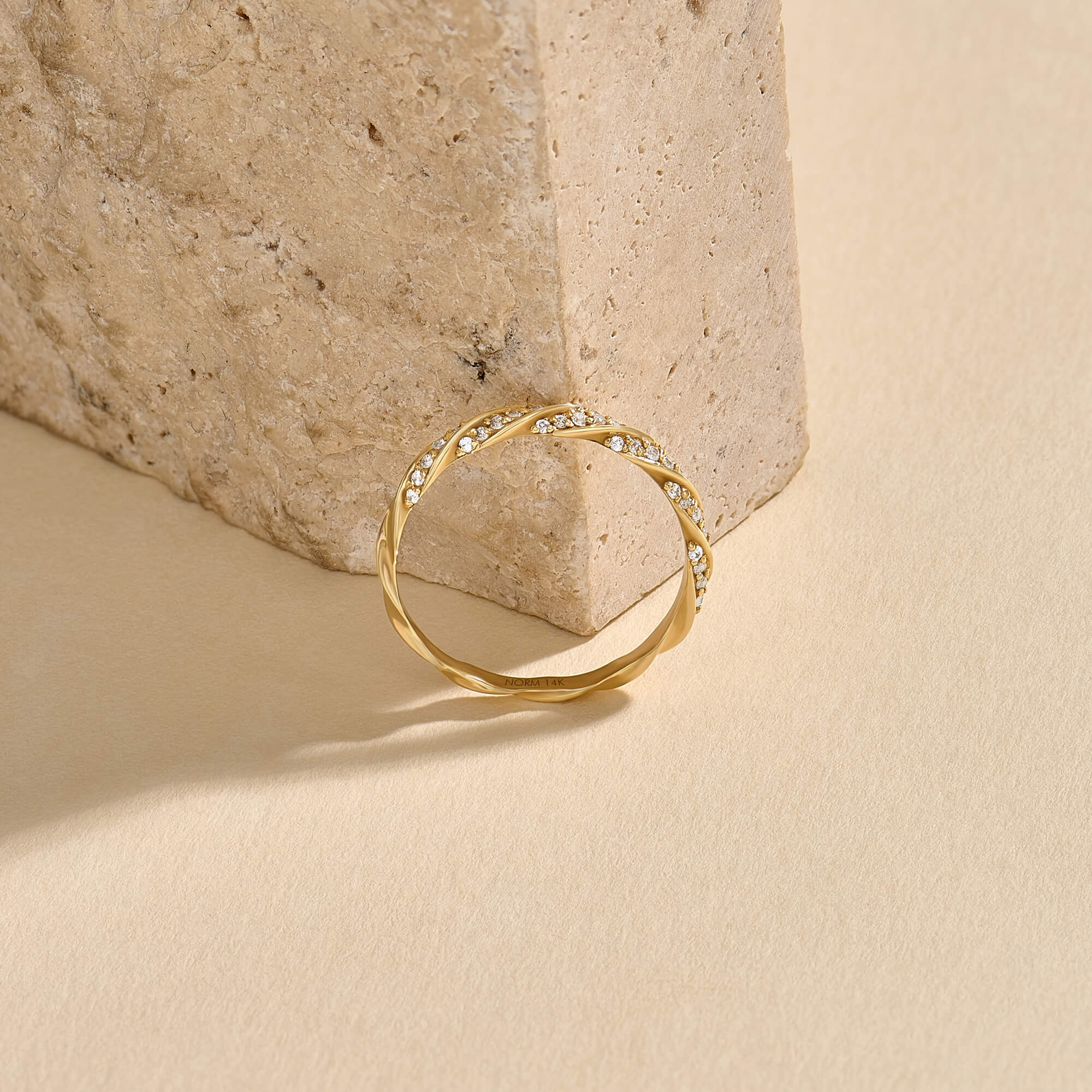 Diamond Twisted Half Eternity Wedding Ring in 14K Gold