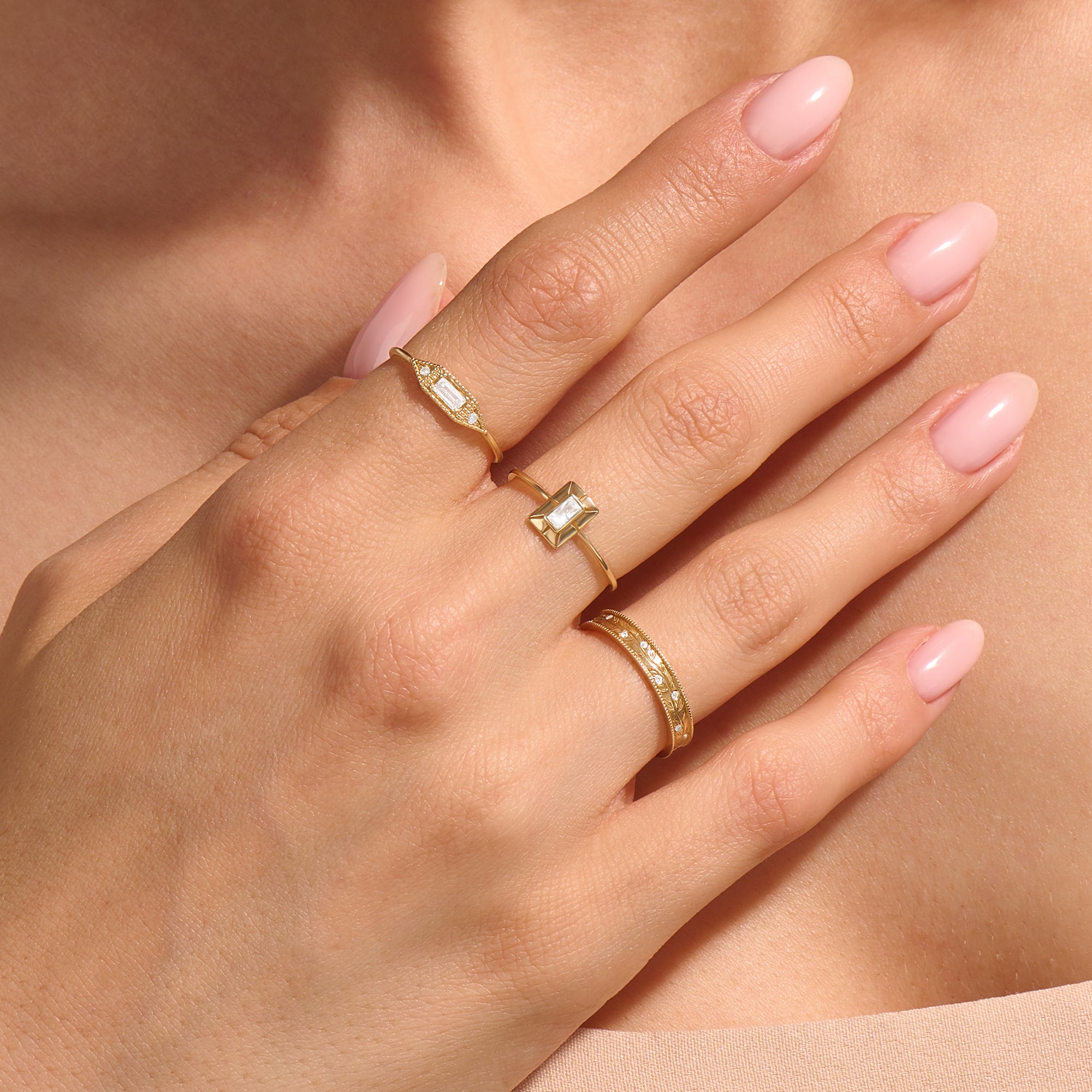 14k Real Yellow Gold Diamond Vine Wedding Band