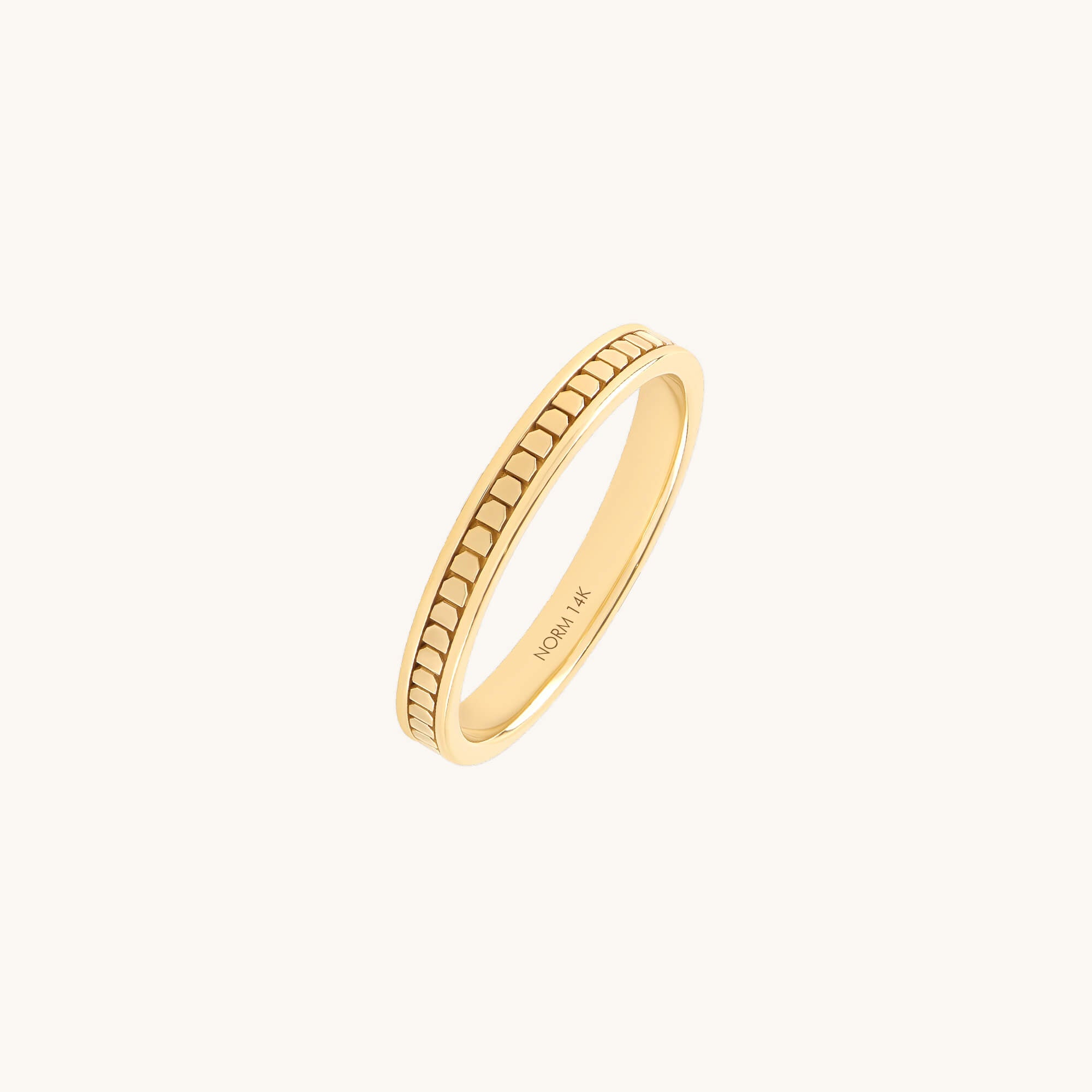 14K Real Yellow Dot Band Ring