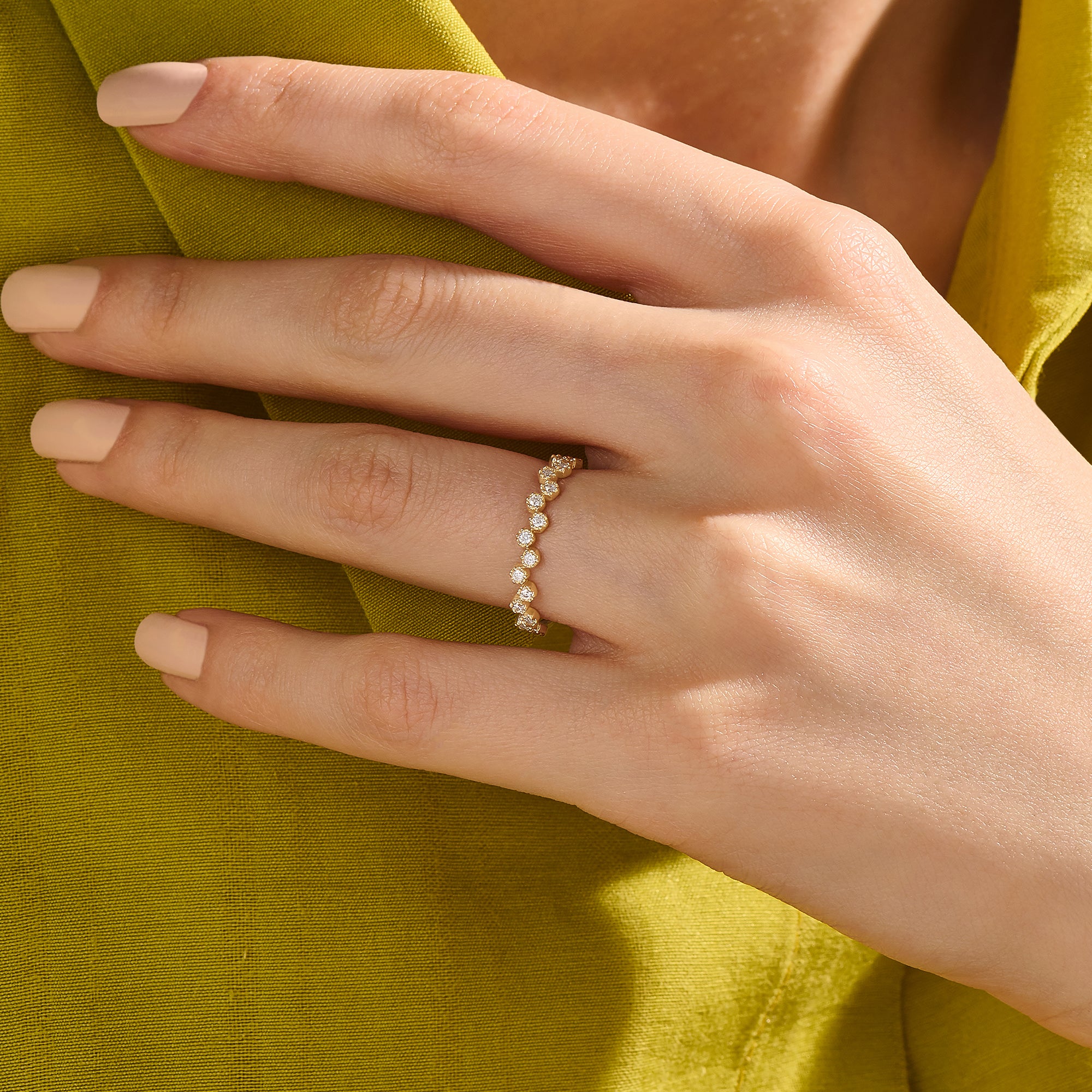 Women's 14K Real Gold Dot Cluster Ring