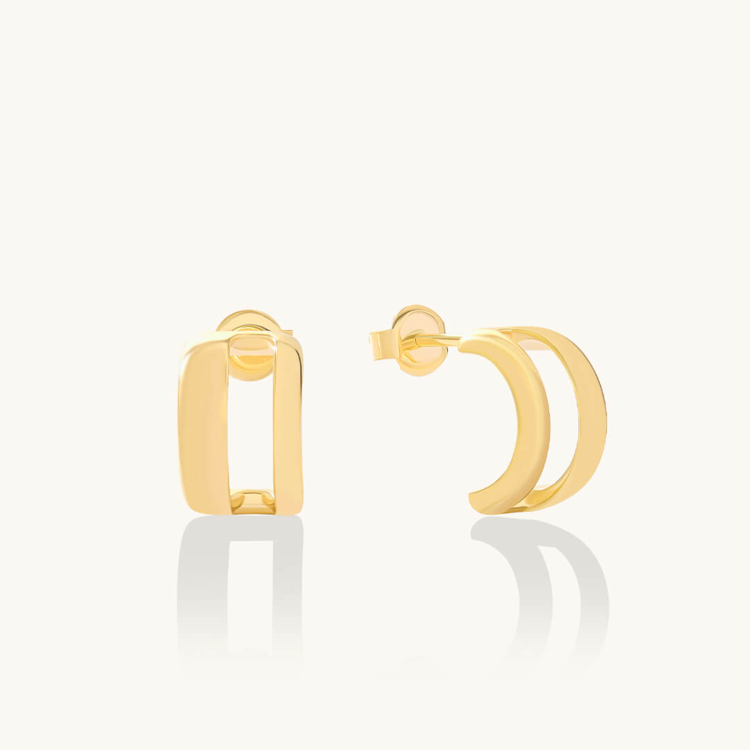 24K Gold Vermeil Double Band Hoop Earrings