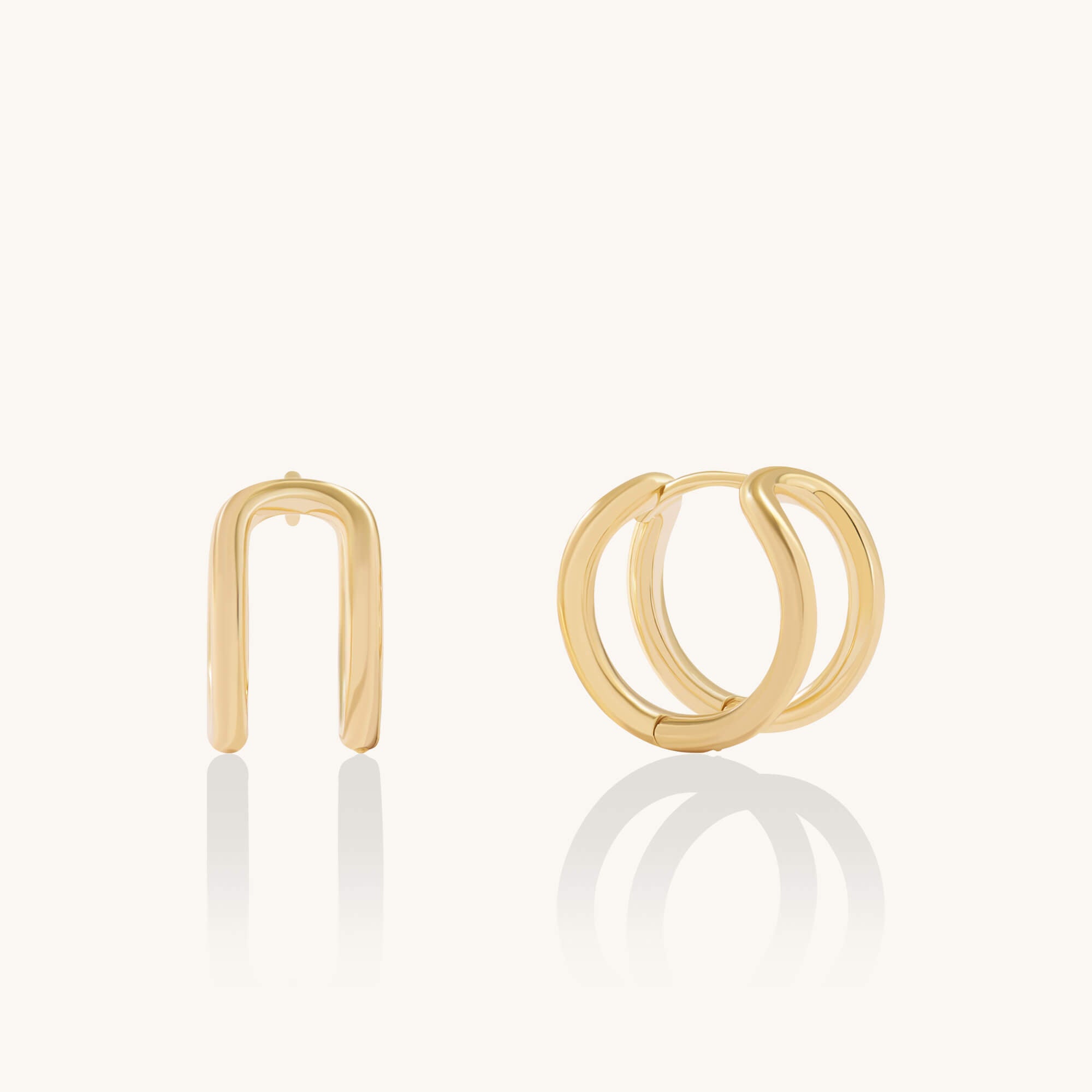 Double Huggie Hoop Earrings in 24K Gold Vermeil