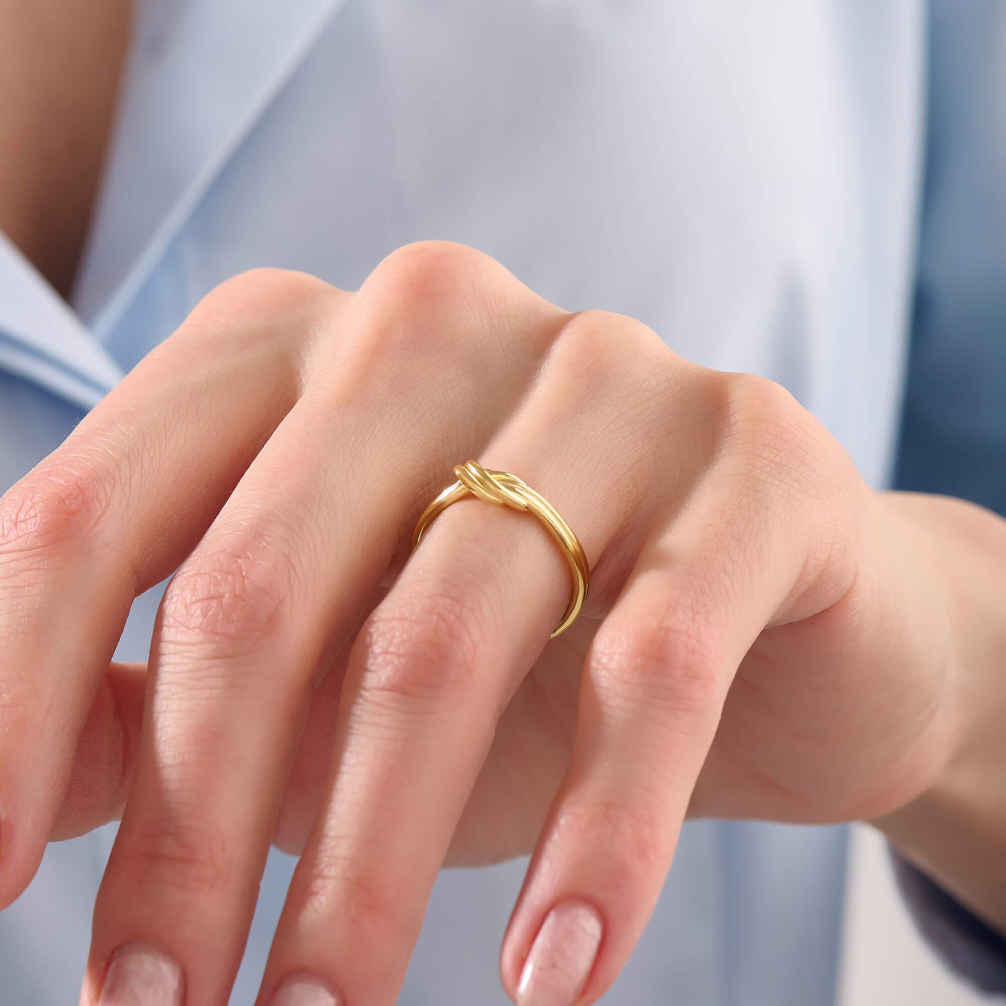 Women's Double Knot Ring in 24K Gold Plated Vermeil on 925 Sterling Silver