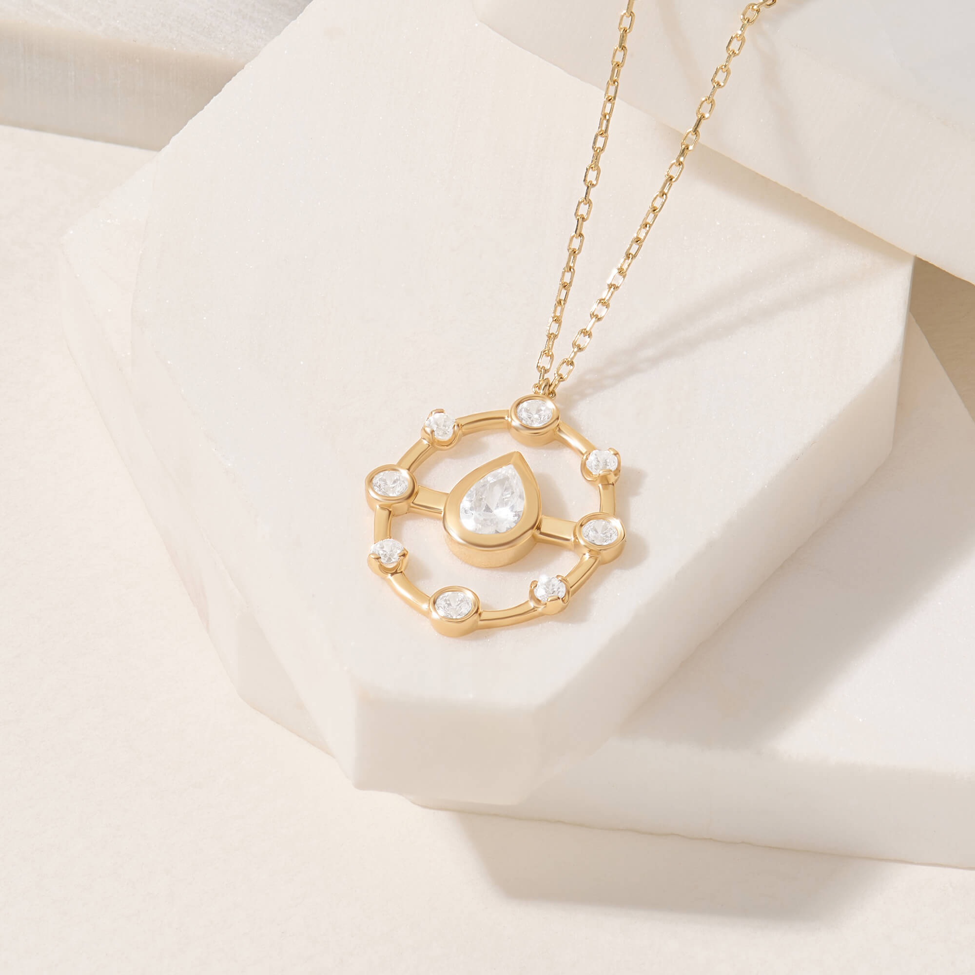 Drop Harmony Necklace in 14K Real Yellow Gold