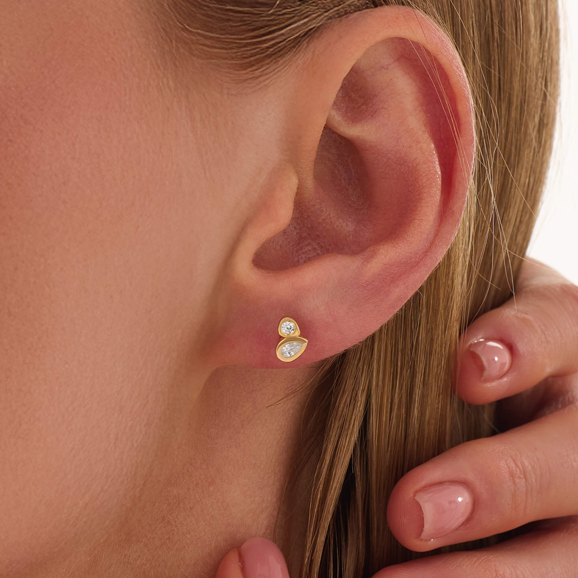 Women's 24K Vermeil Droplet Duo Studs