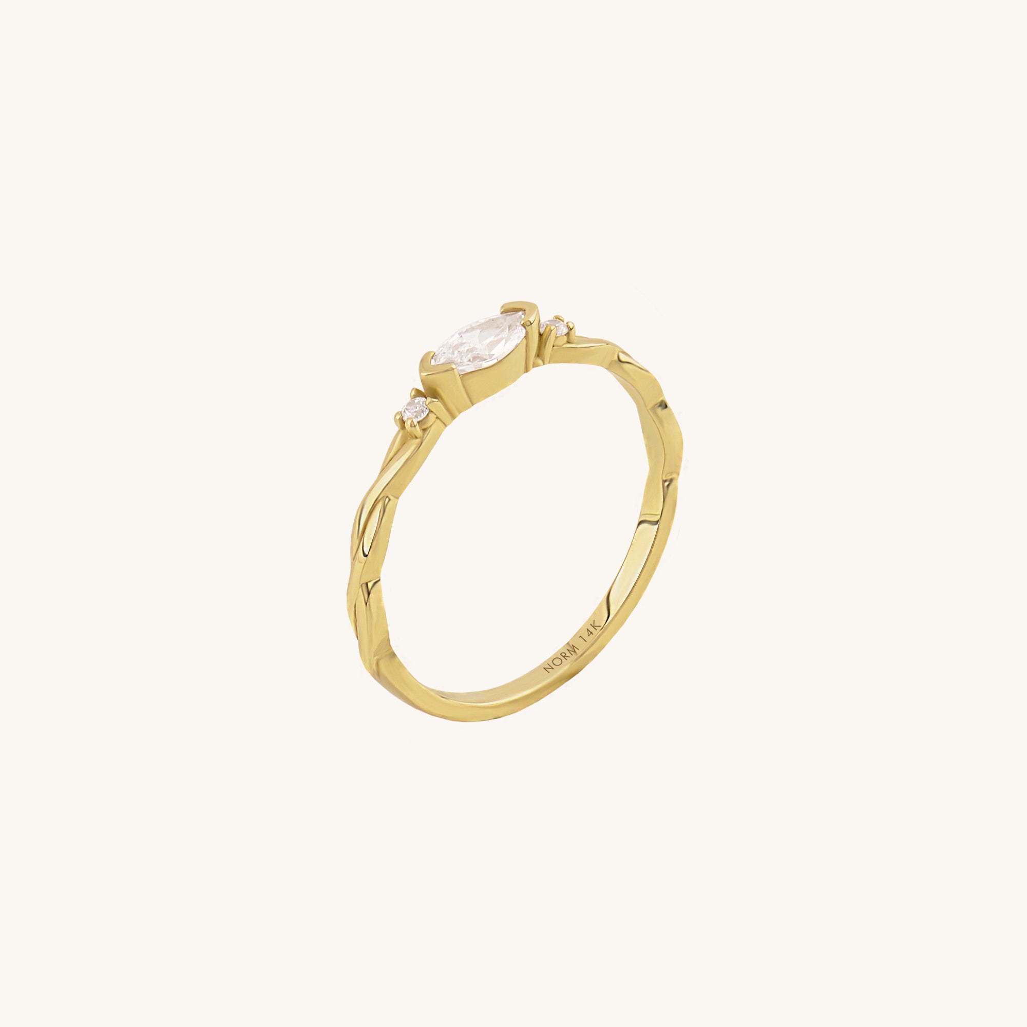 Women's Twisted Marquise Engagement Ring in 14k Gold - Norm Jewels