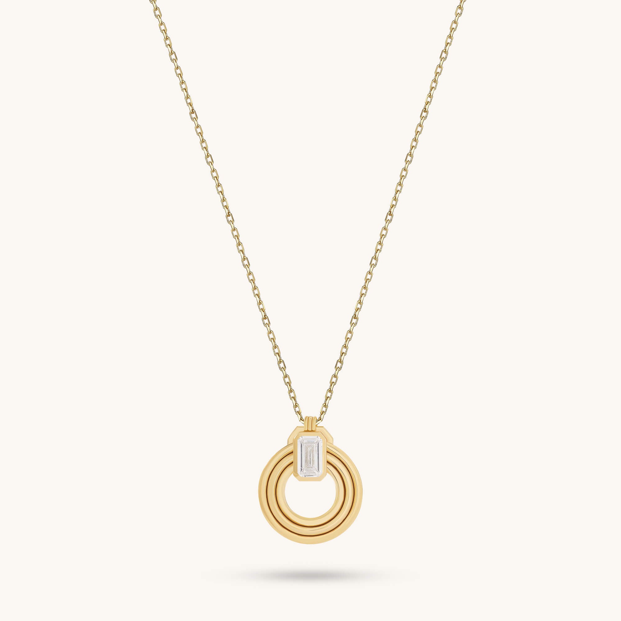 24K Gold Vermeil Emerald-Cut Moissanite Orbit Loop Necklace