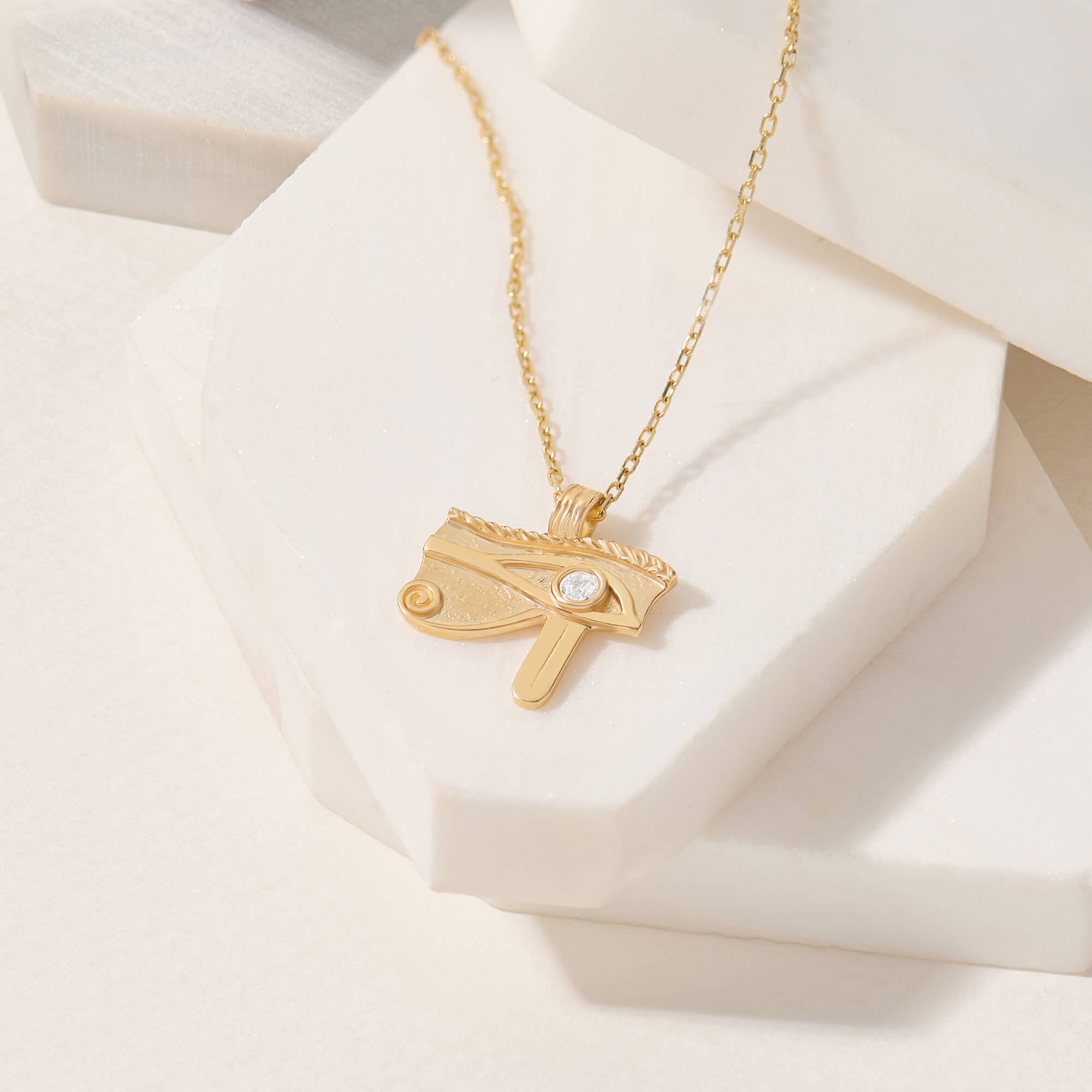 Eye of Horus Necklace in 14K Real Gold