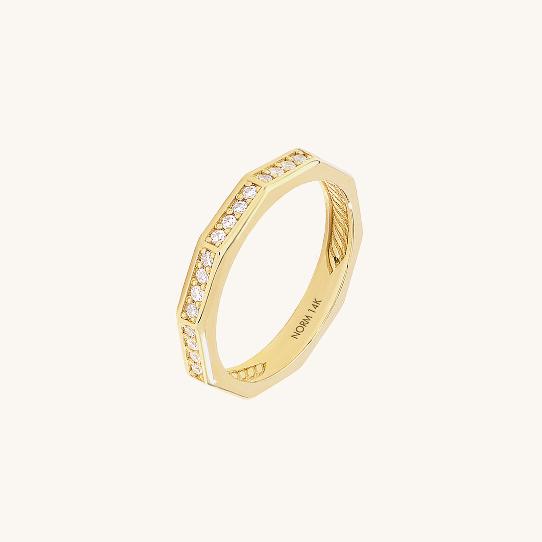 14K Solid Gold Decagon Eternity Wedding Band
